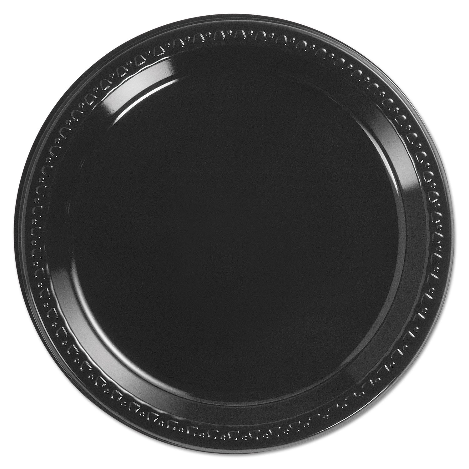 Heavyweight Plastic Plates | 9", Black, 125/Pack