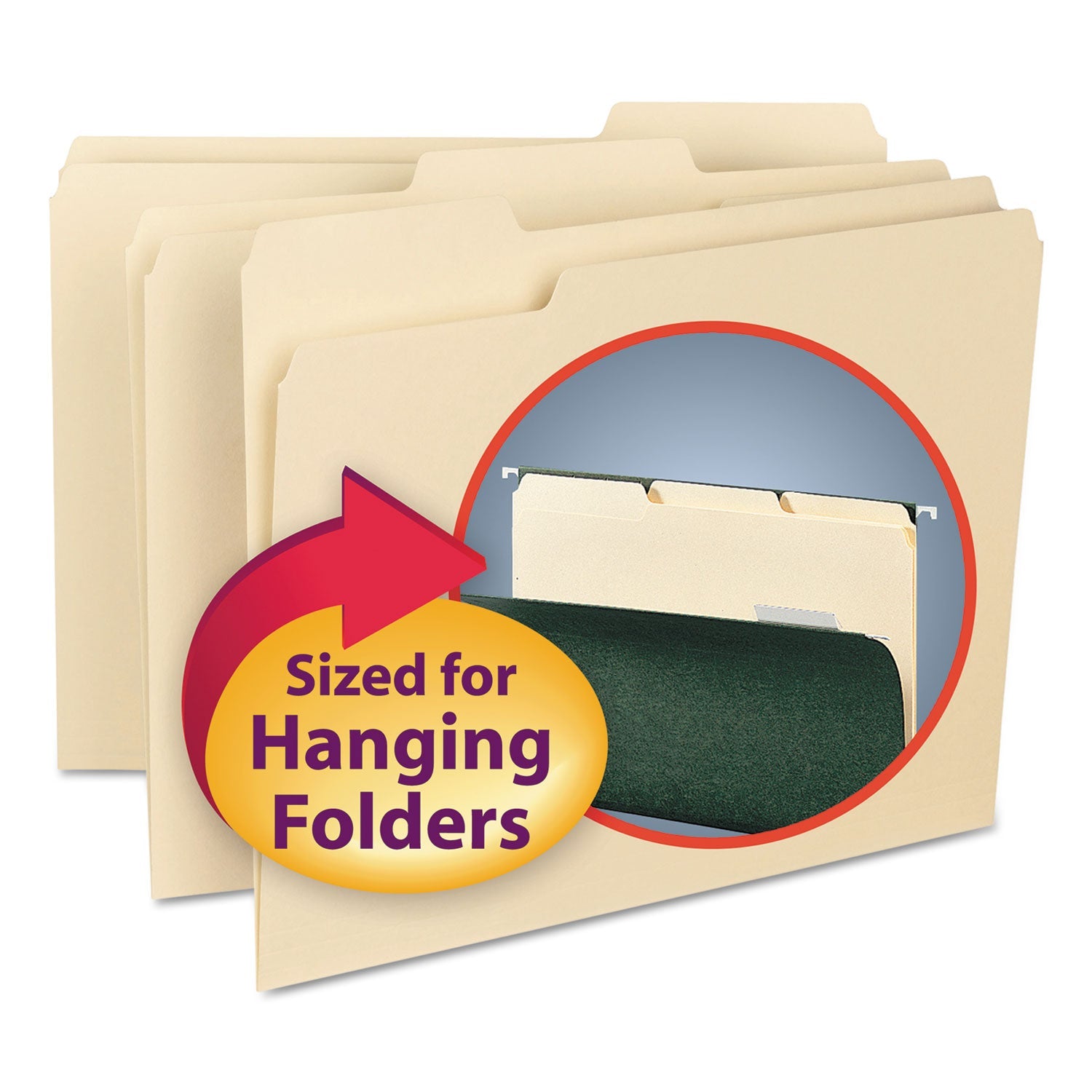 Smead Interior File Folders, 1/3-Cut Tabs: Assorted, Letter Size, 0.75" Expansion, Manila, 100/Box