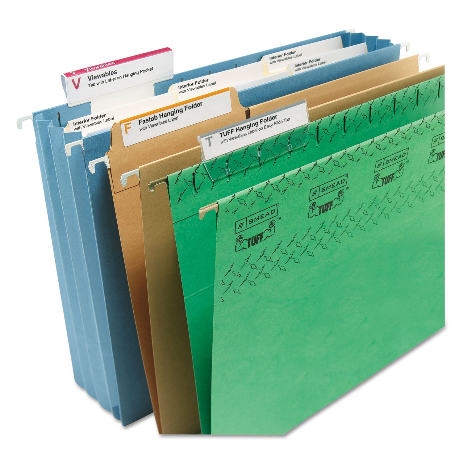 Smead Viewables Hanging Folder Tabs and Labels, Complete Bulk Pack Refill, 1/3-Cut, Assorted Colors, 3.5" Wide, 100/Box
