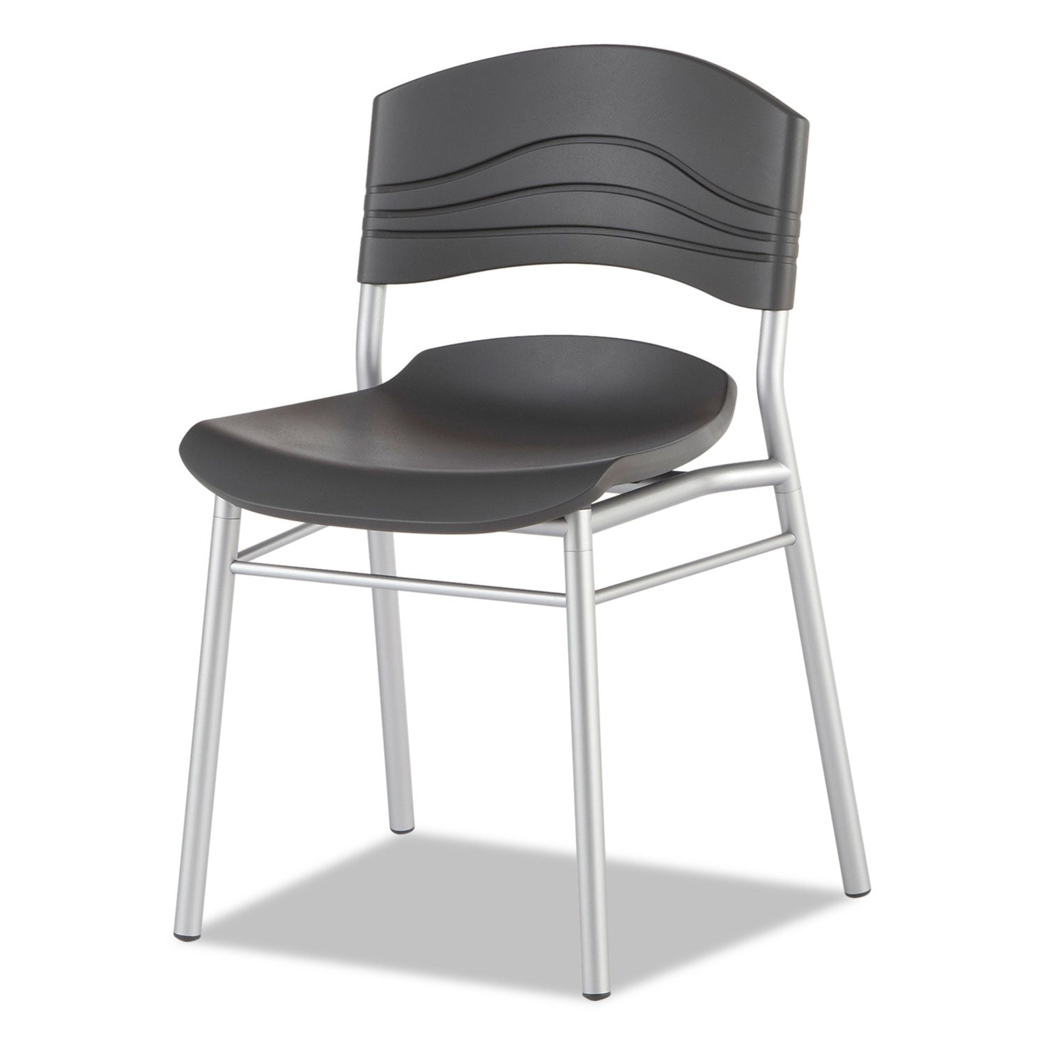 Iceberg CafeWorks Chair, Supports Up to 225 lb, 18" Seat Height, Graphite Seat/Back, Silver Base, 2/Carton