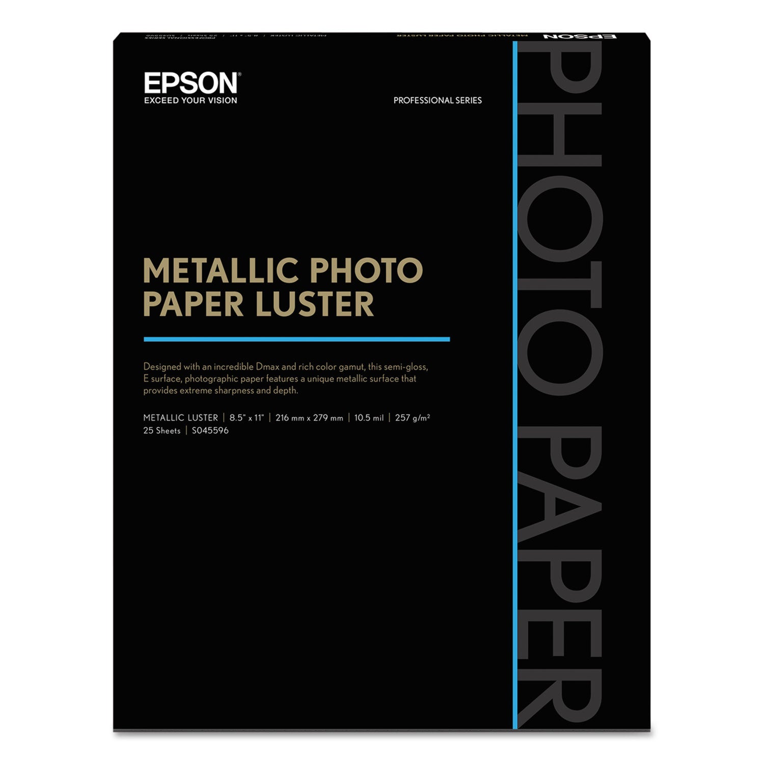 Epson® Professional Media Metallic Luster Photo Paper, 10.5 Mil, 8.5 X 11, White, 25/pack