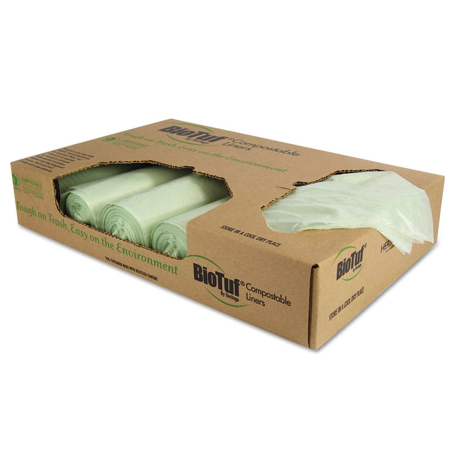 Biotuf Compostable Can Liners | 48 Gal, Green