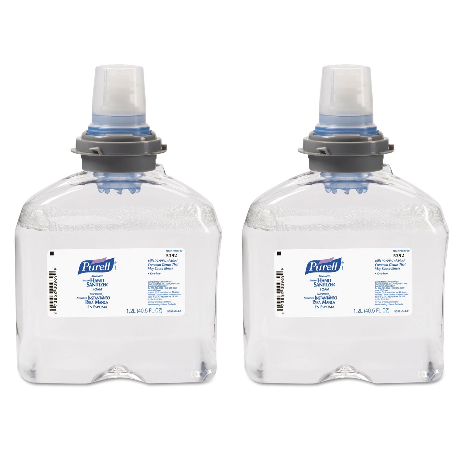 PURELL® Advanced Hand Sanitizer TFX Refill, Foam, 1,200 mL, Unscented, 2/Carton