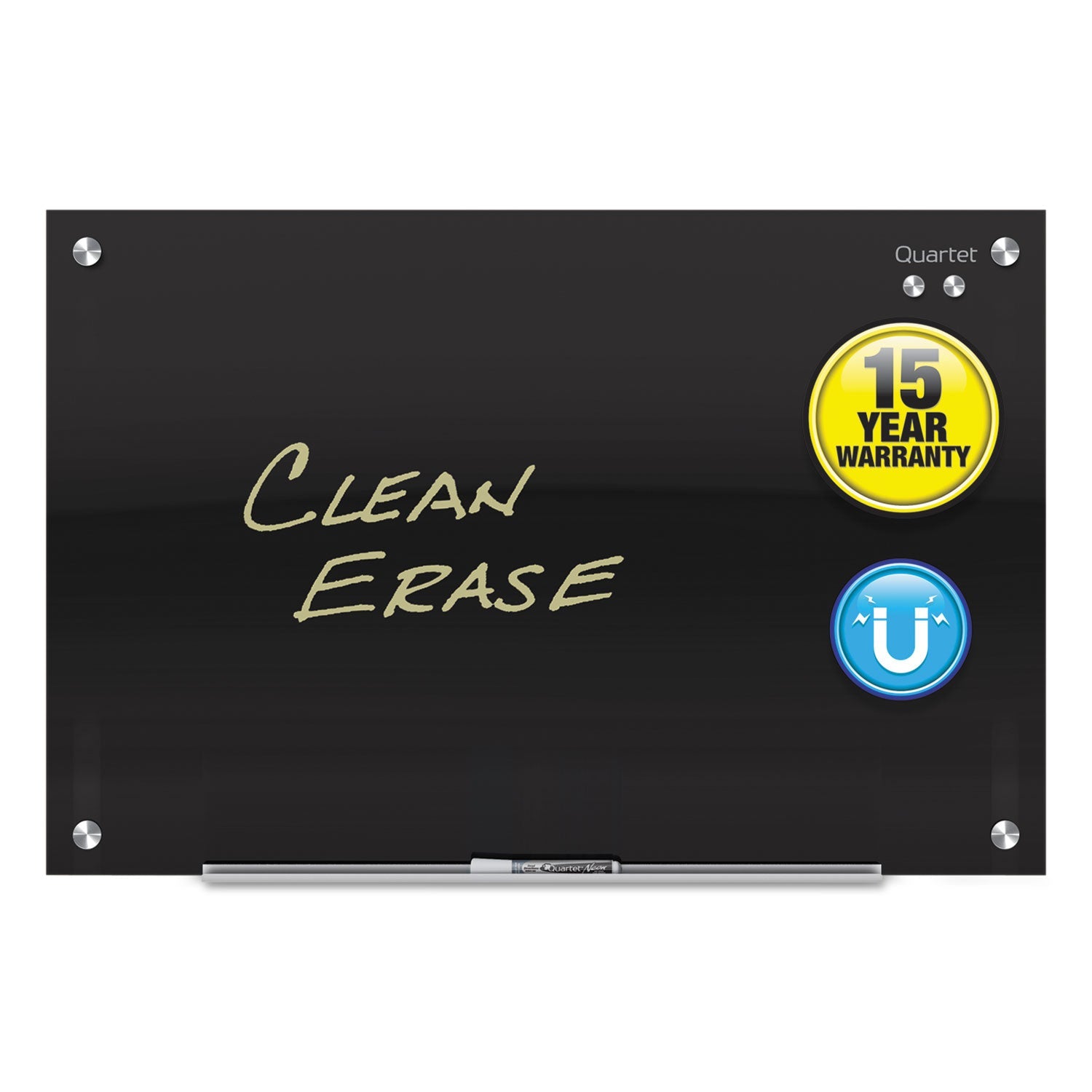 Quartet® Infinity Magnetic Glass Marker Board, 48" x 36", Black Surface