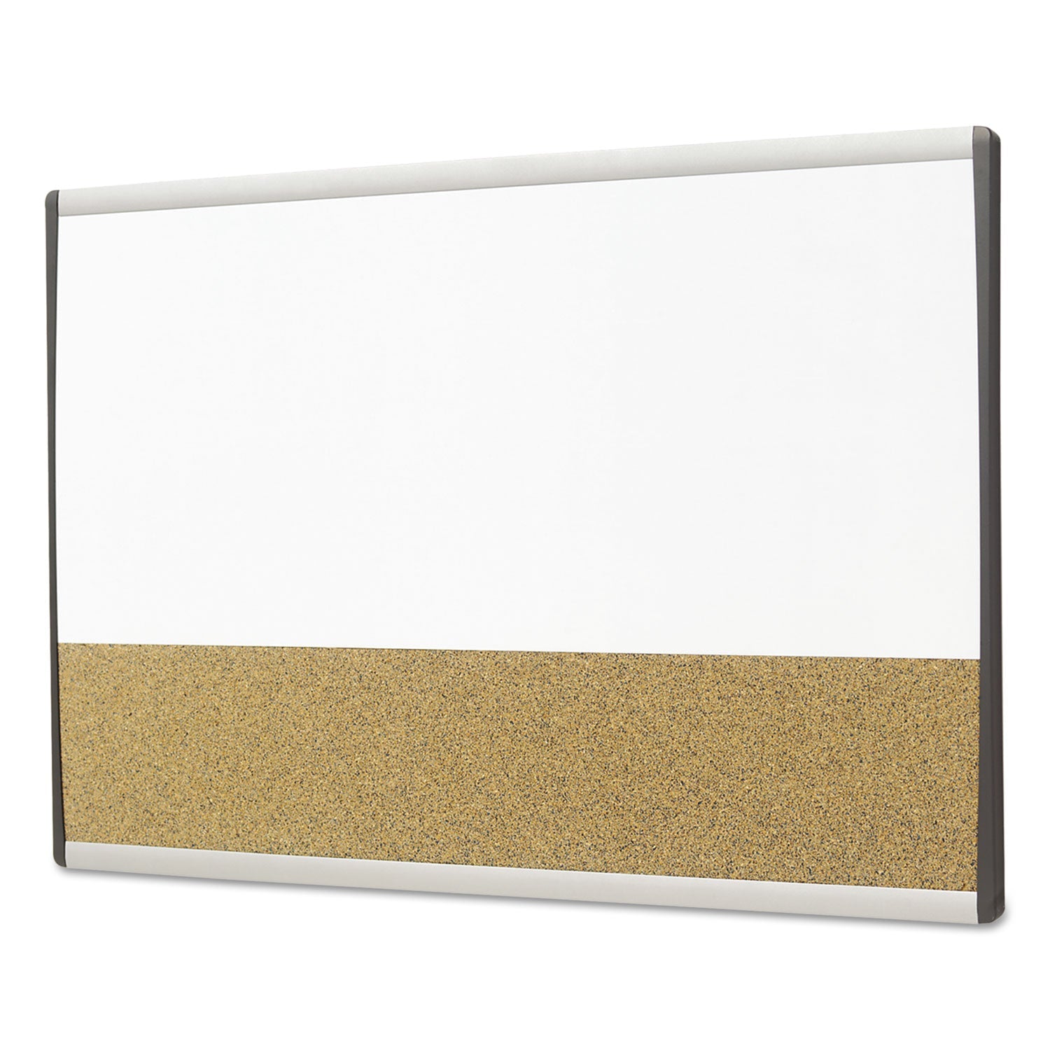 Quartet® ARC Frame Cubicle Board, Combo Dry Erase/Cork Bulletin, 30" x 18", Tan/White Surface, Satin Aluminum Frame
