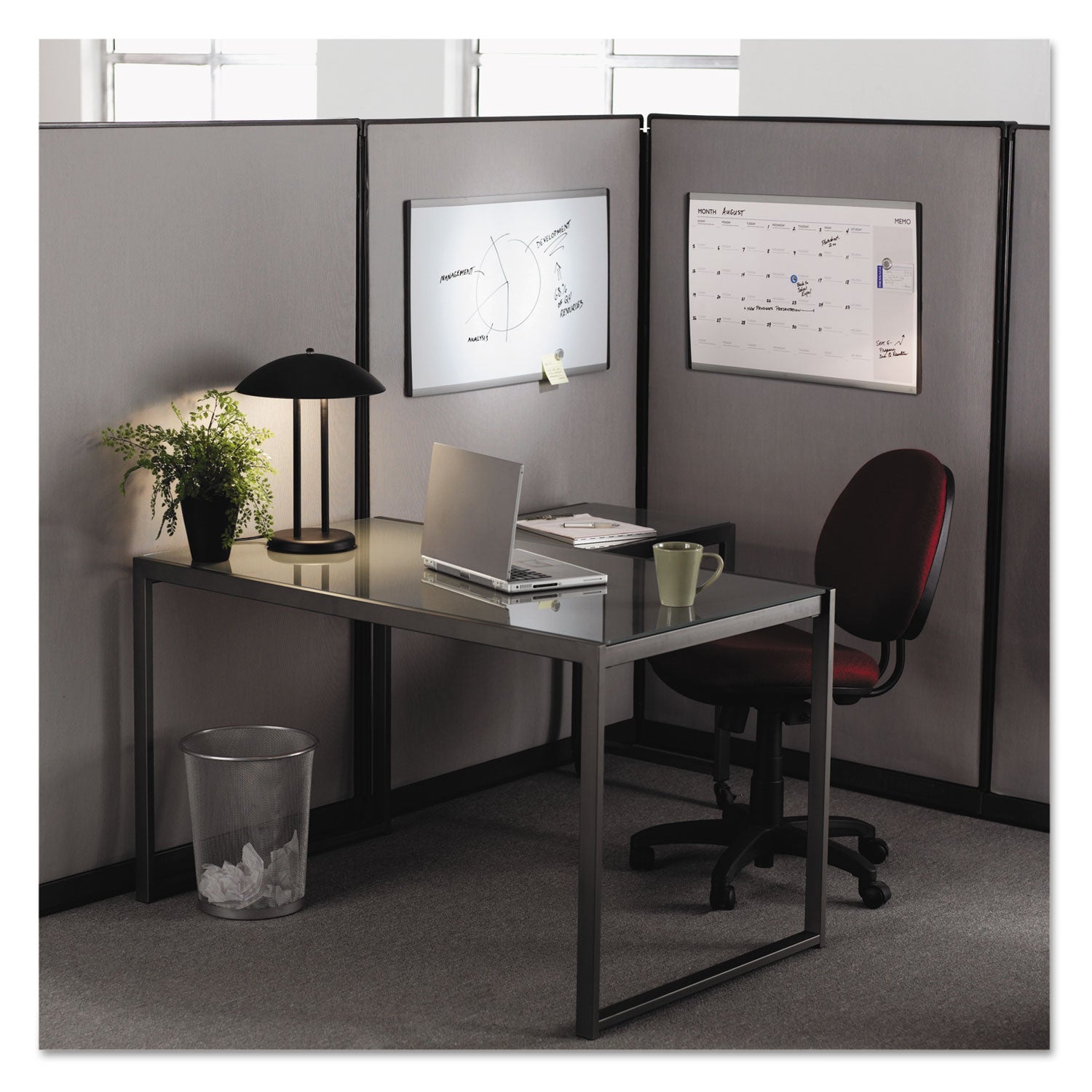 Quartet® ARC Frame Cubicle Board, Magnetic Dry Erase, 30" x 18", White Surface, Satin Aluminum Frame