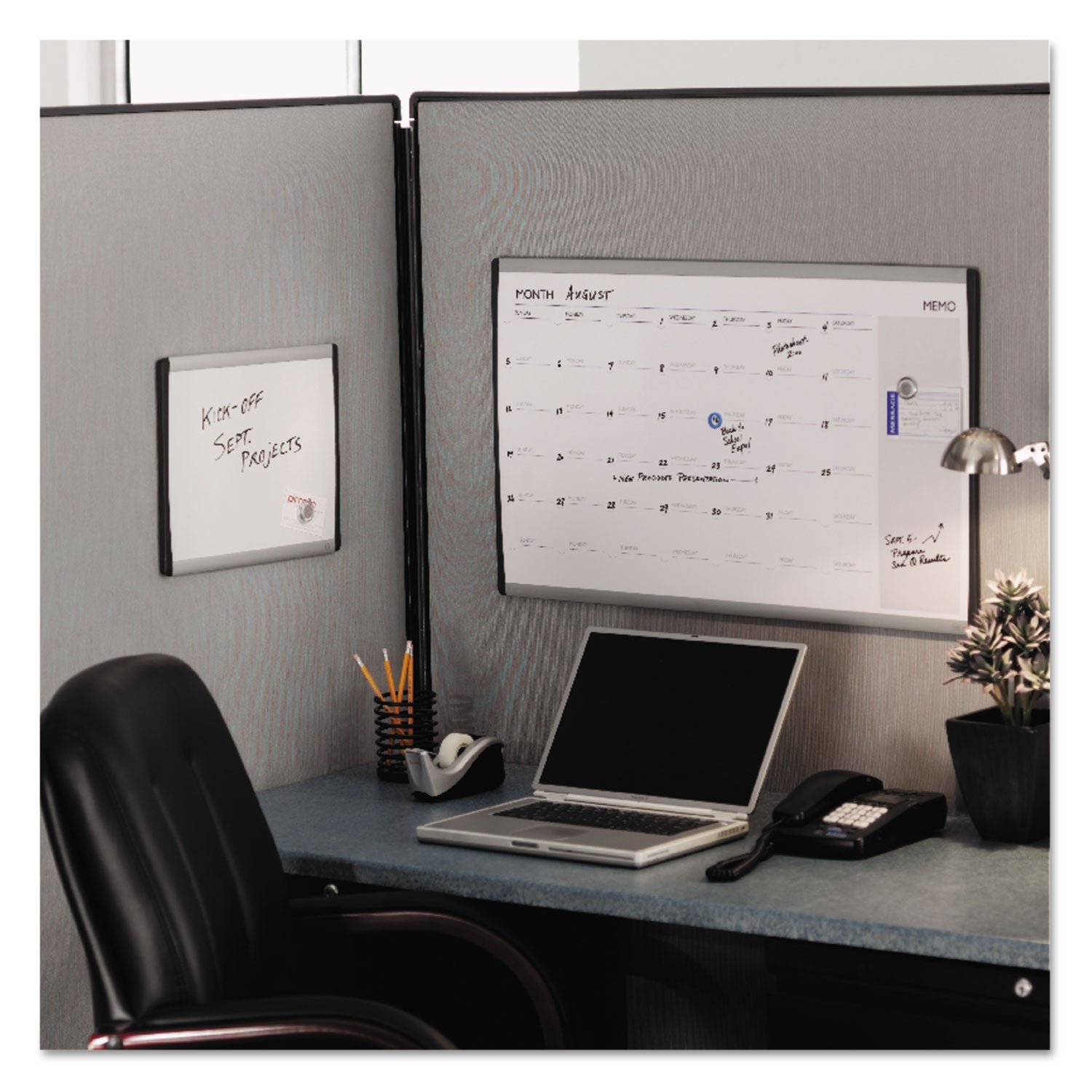 Quartet® ARC Frame Cubicle Board, Magnetic Dry Erase, 14" x 11", White Surface, Satin Aluminum Frame