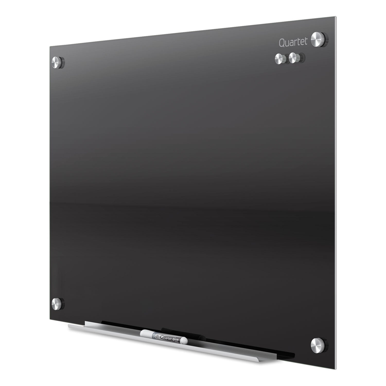 Quartet® Infinity Magnetic Glass Marker Board, 72" x 48", Black Surface