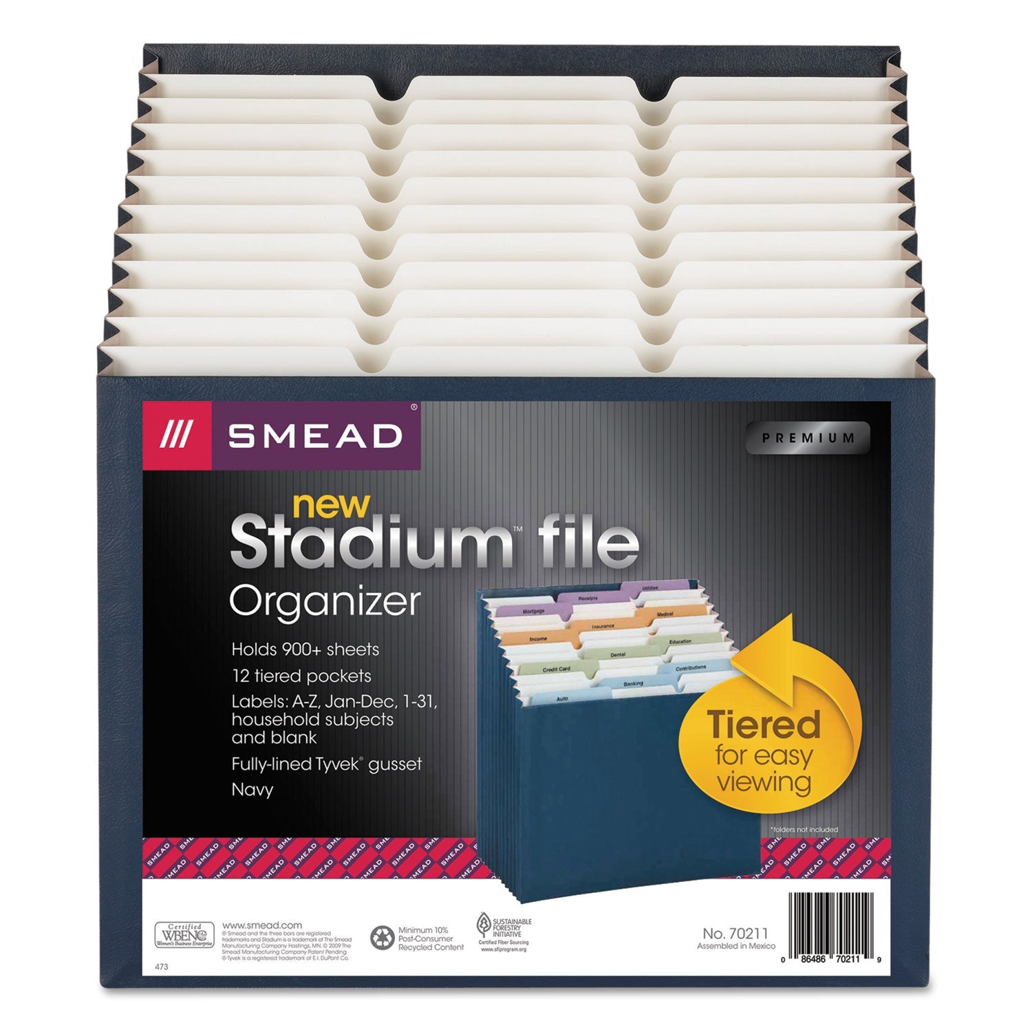 Smead Stadium File | 12 Sections Letter Size Navy