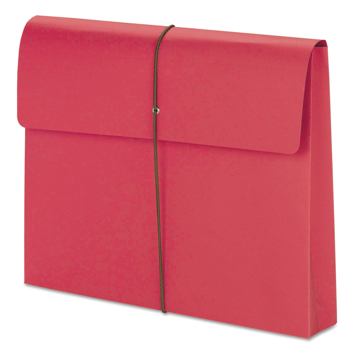 Smead Expanding Wallet with Elastic Cord, 2" Expansion, 1 Section, Elastic Cord Closure, Letter Size, Red, 10/Box