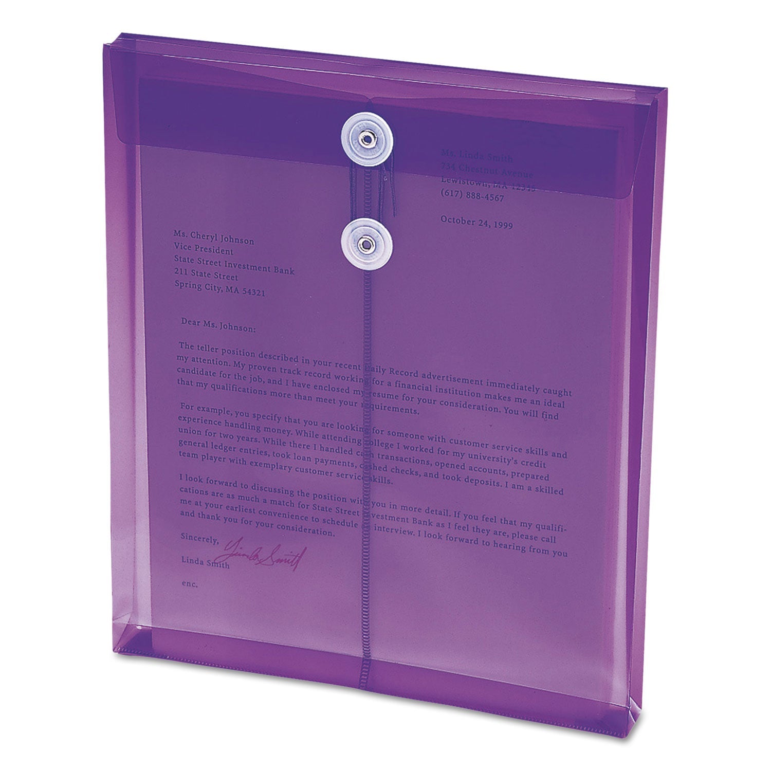 Smead Poly String and Button Interoffice Envelopes, Open-End (Vertical), 9.75 x 11.63, Transparent Purple, 5/Pack - Bloom Skins