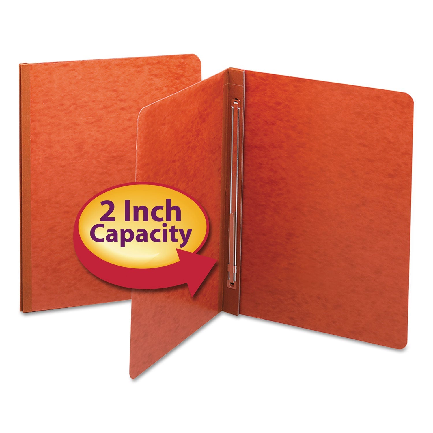 Smead Prong Fastener Premium Pressboard Report Cover, Two-Piece Prong Fastener, 3" Capacity, 8.5 X 11, Red/red