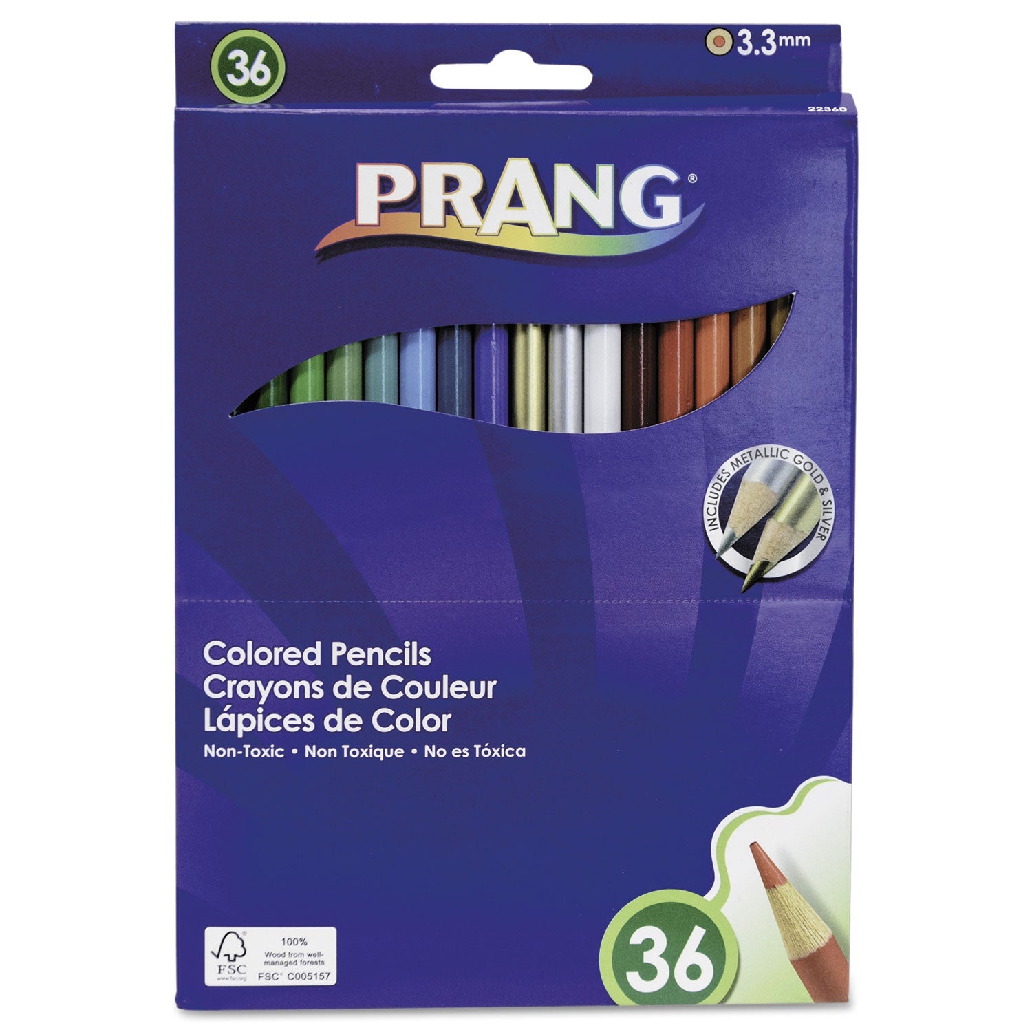 Prang® Colored Pencil Sets, 3.3 mm, 2B, Assorted Lead and Barrel Colors, 36/Pack