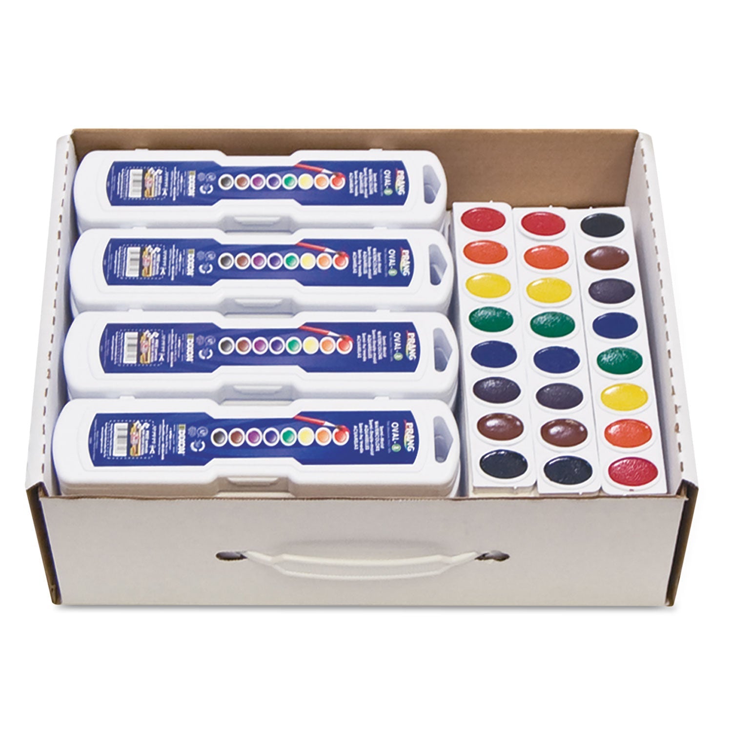 Prang® Professional Watercolor Master Pack: 24 Eight-Color Palette Sets And 12 Eight-Color Refill Strips, Assorted Colors