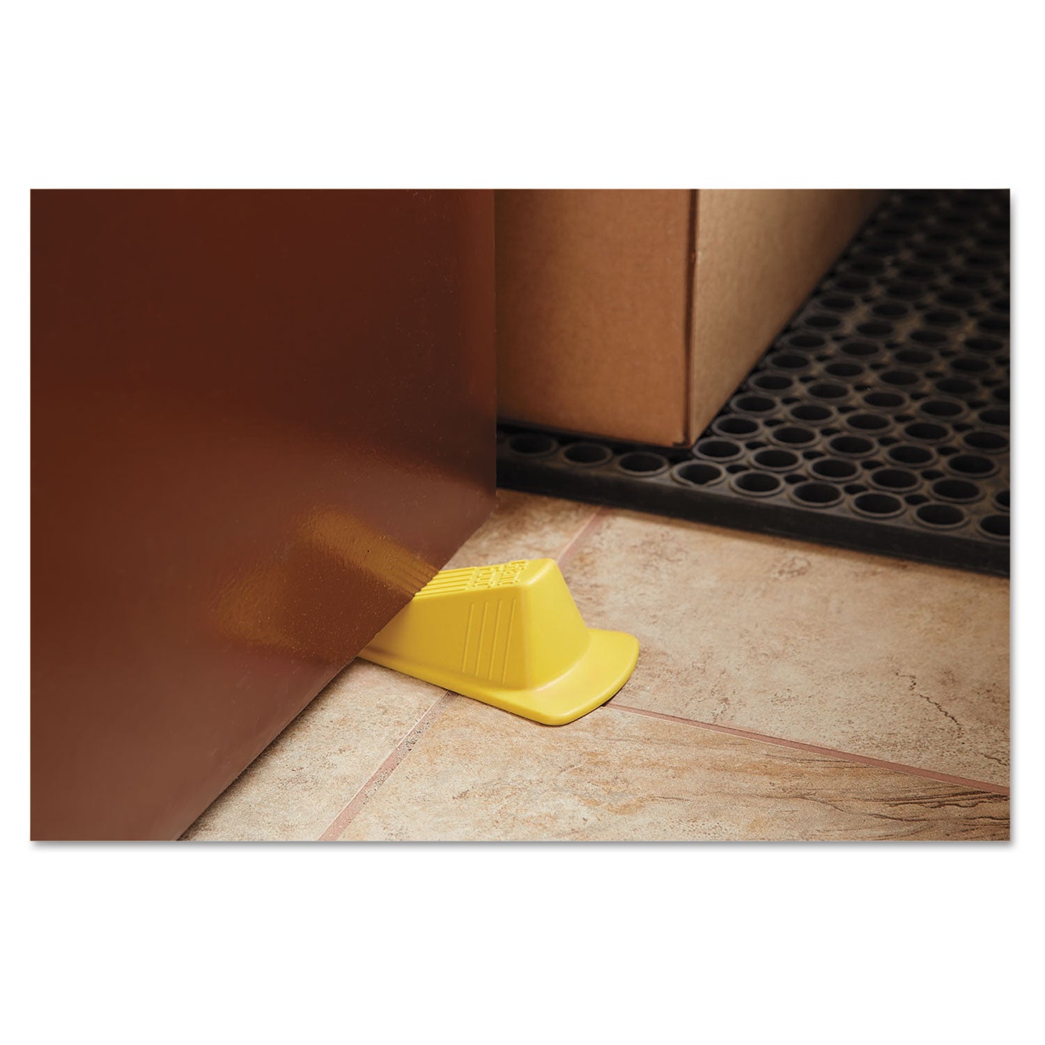 Master Caster® Giant Foot Doorstop, No-Slip Rubber Wedge, 3.5w X 6.75d X 2h, Safety Yellow