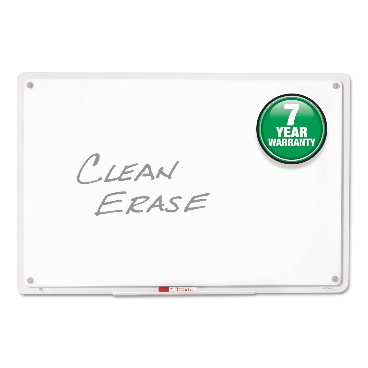 Quartet® iQ Total Erase Translucent-Edge Board, 11" x 7", White Surface, Clear Plastic Frame