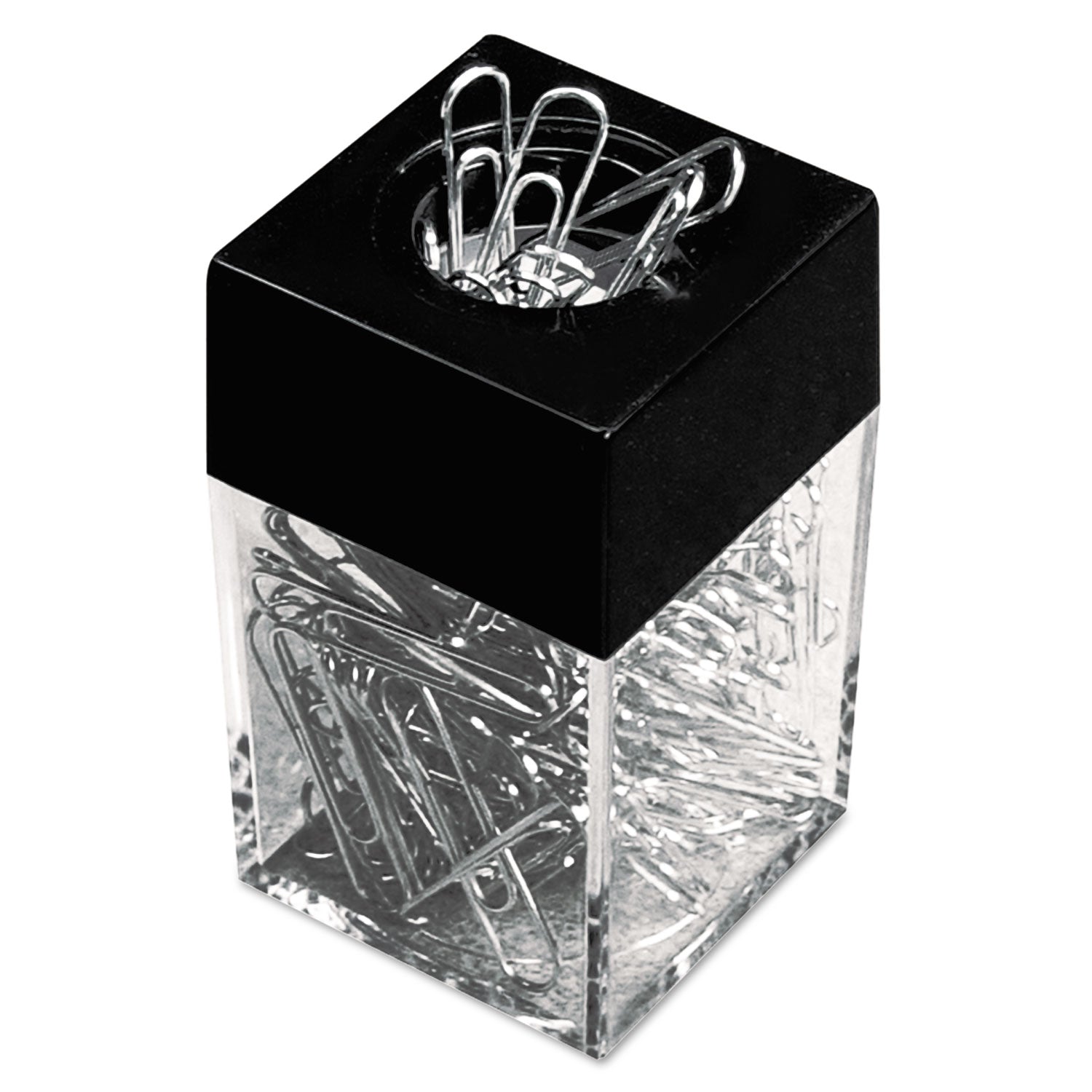 Universal® Paper Clips with (1) Magnetic-Top Desktop Dispenser, #1, Smooth, Silver, 100 Clips/Pack, 12 Packs/Box
