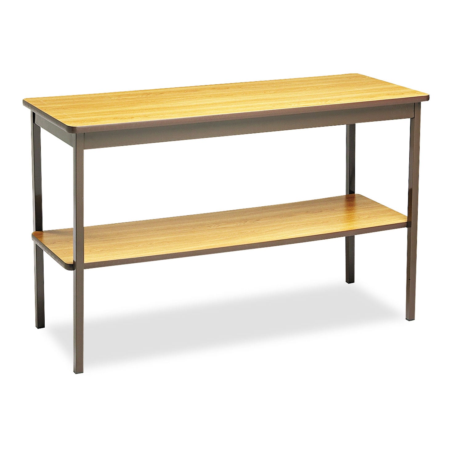 Utility Table With Bottom Shelf | 48x18 | Oak/Brown