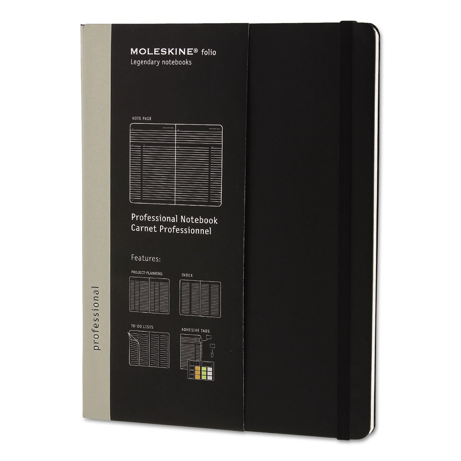 Moleskine® Professional Notebook, 1-Subject, Narrow Rule, Black Hardcover, (192) 9.75 x 7.5 Sheets - Bloom Skins