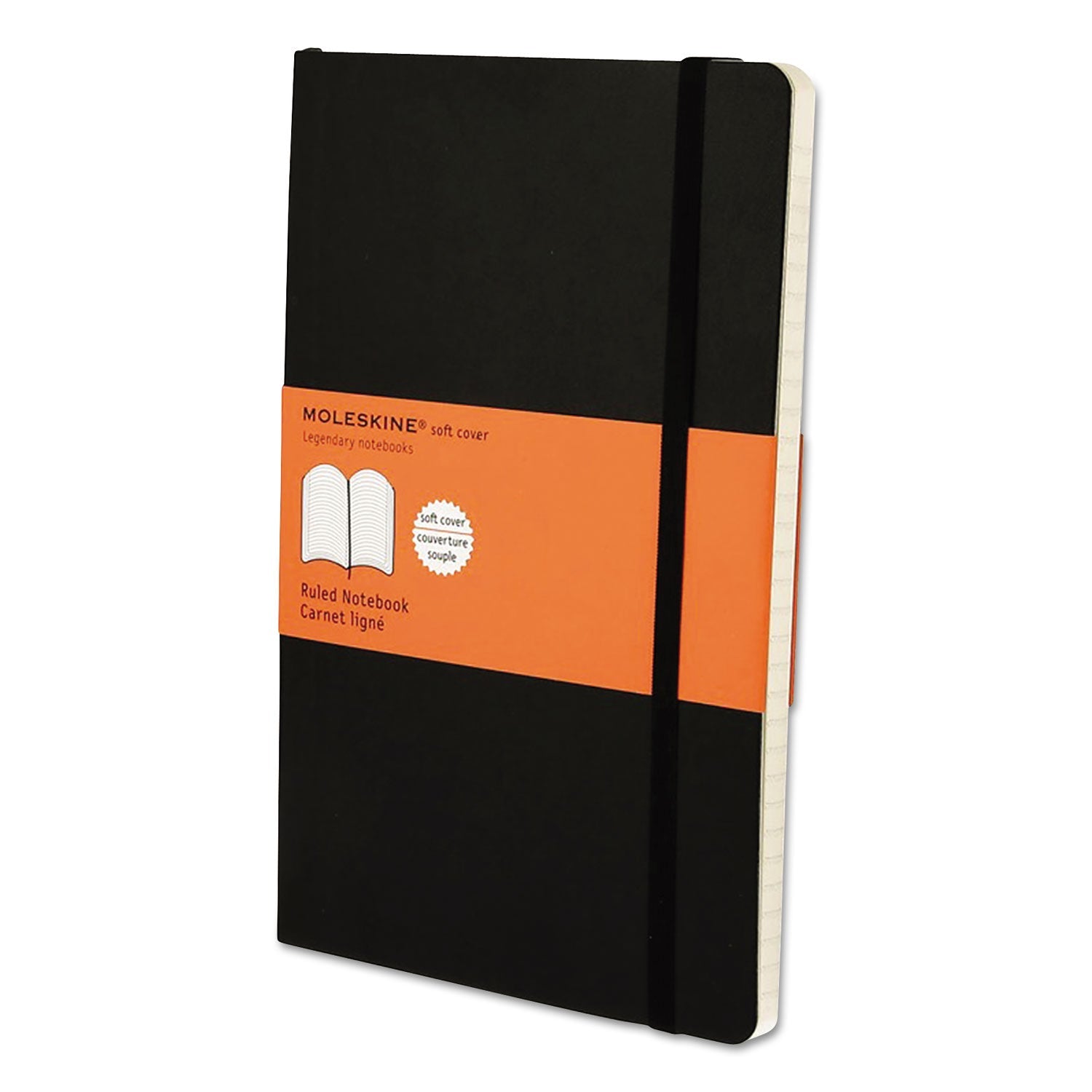Moleskine® Classic Softcover Notebook, 1-Subject, Narrow Rule, Black Cover, (192) 8.25 x 5 Sheets