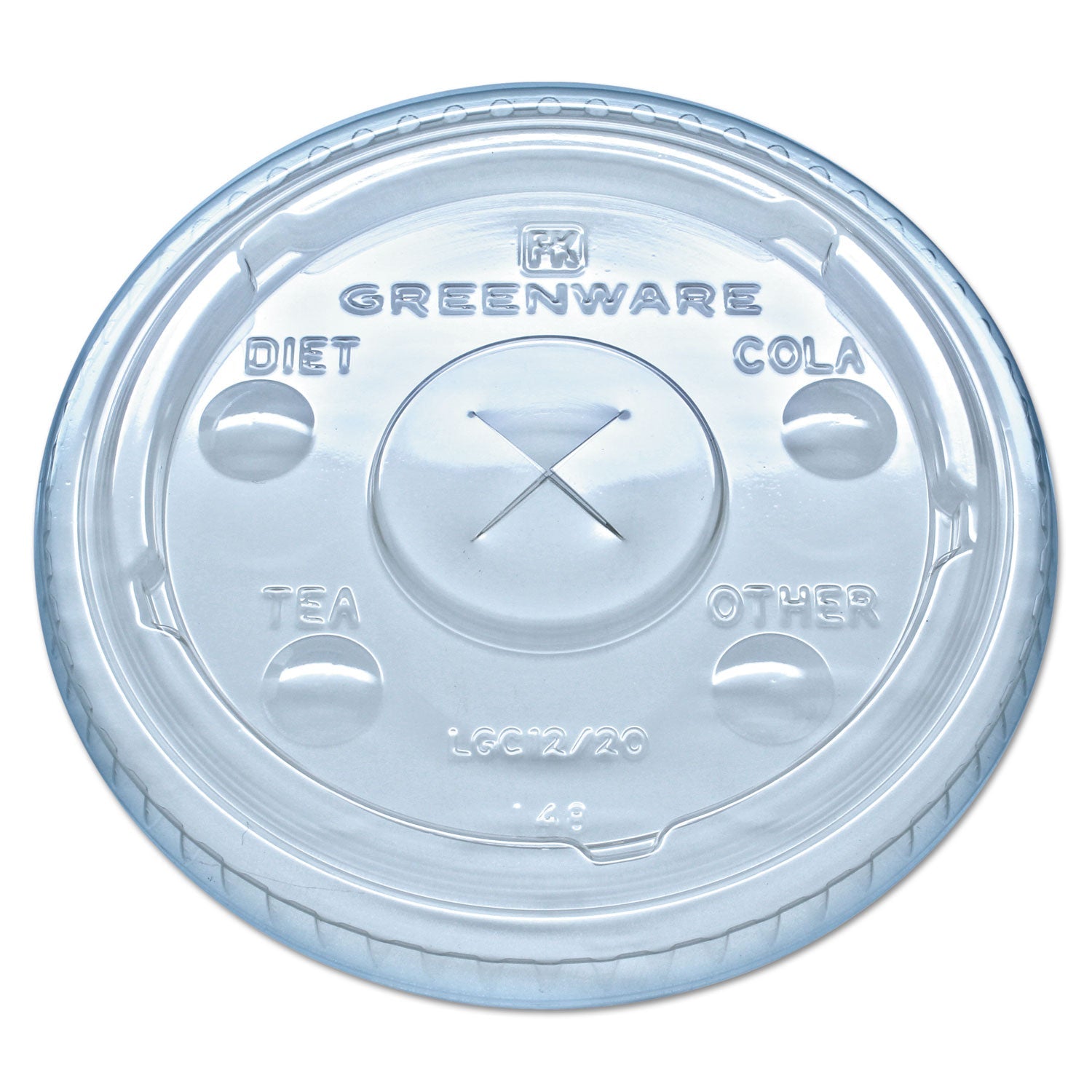 Fabri-Kal® Greenware Cold Drink Lids, Fits 9 oz Old Fashioned Cups/12 oz Squat Cups/20 oz Cups, Plastic, Clear, 1,000/Carton