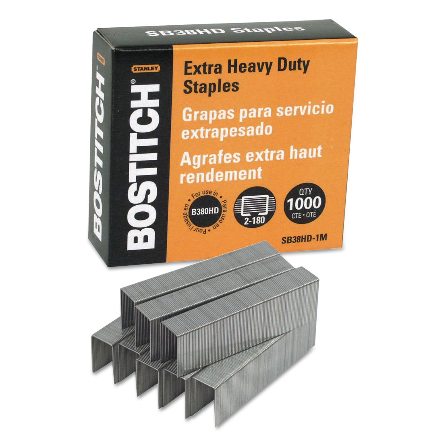 Bostitch® Heavy-Duty Premium Staples, 0.88" Leg, 0.5" Crown, Steel, 1,000/box