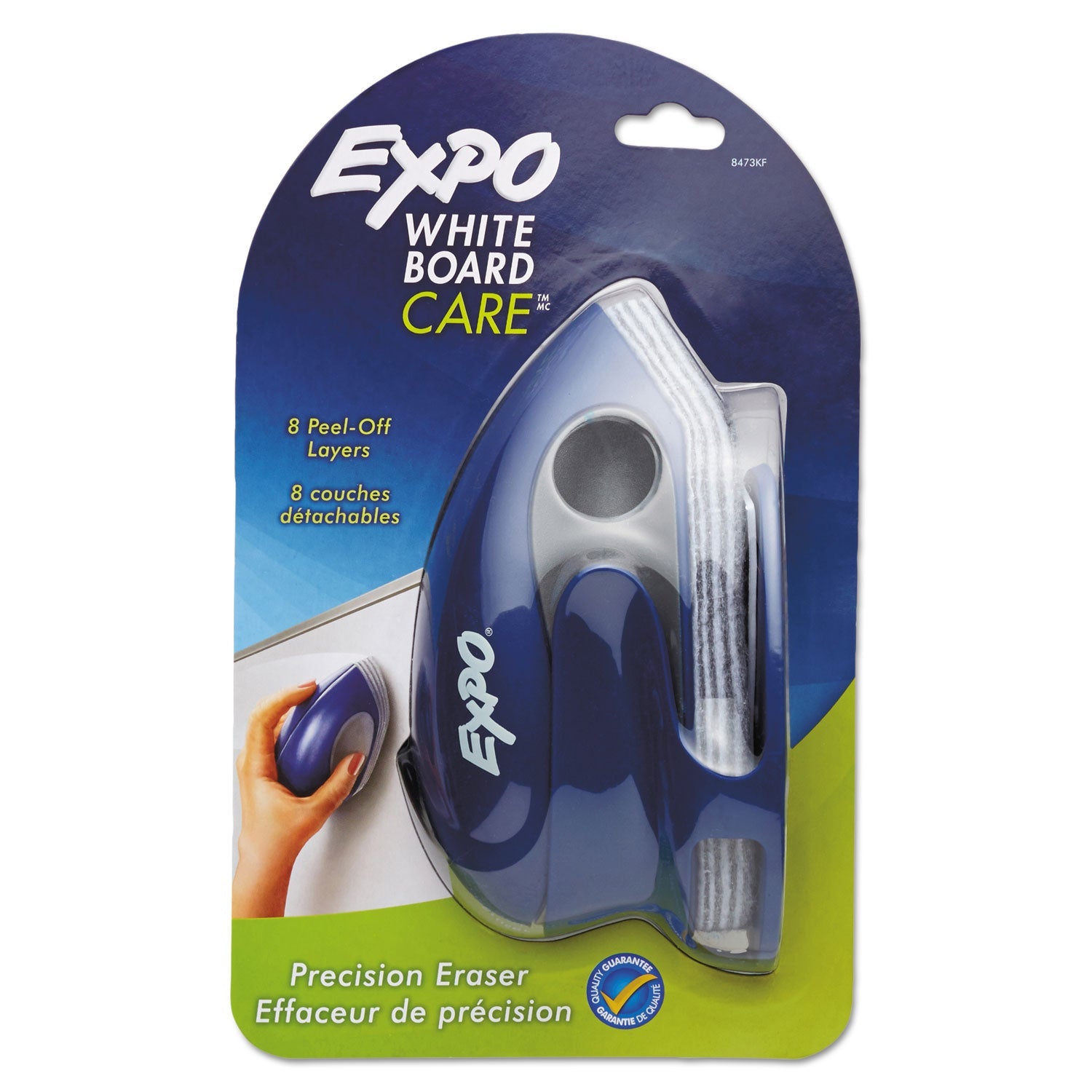 EXPO® White Board Care Dry Erase Precision Eraser With Replaceable Pad, Eight Peel-Off Layers, 7.6" X 3.4" X 3.6"