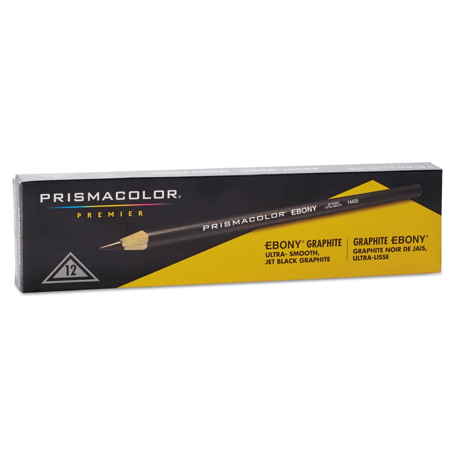 Prismacolor® EBONY Sketching Pencil, 4 mm, 2B, Jet Black Lead, Black Matte Barrel, Dozen