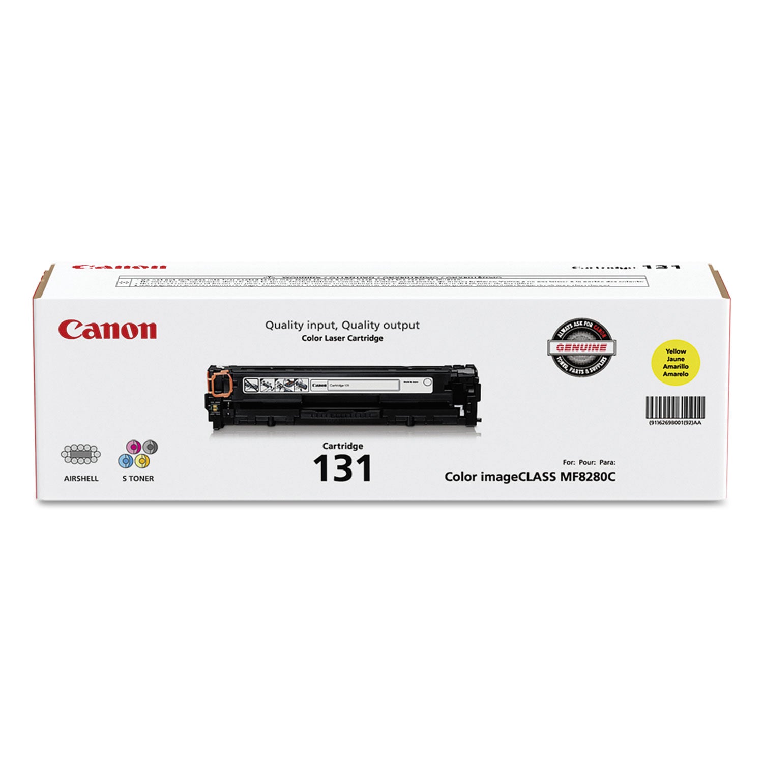 Canon® 6269b001 (crg-131) Toner, 1,500 Page-Yield, Yellow
