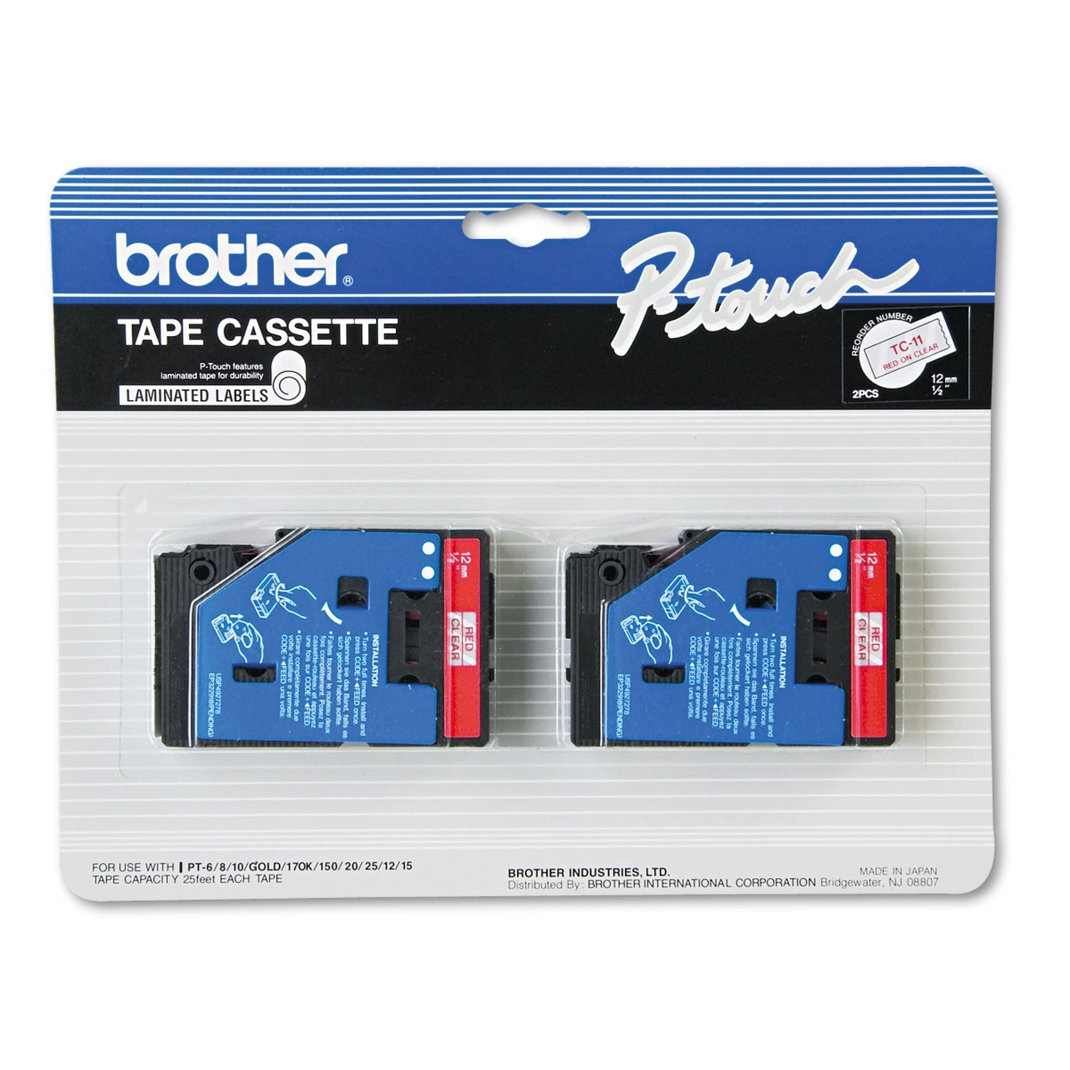 P-Touch TC Tape Cartridges | Brother® | Red/Clear