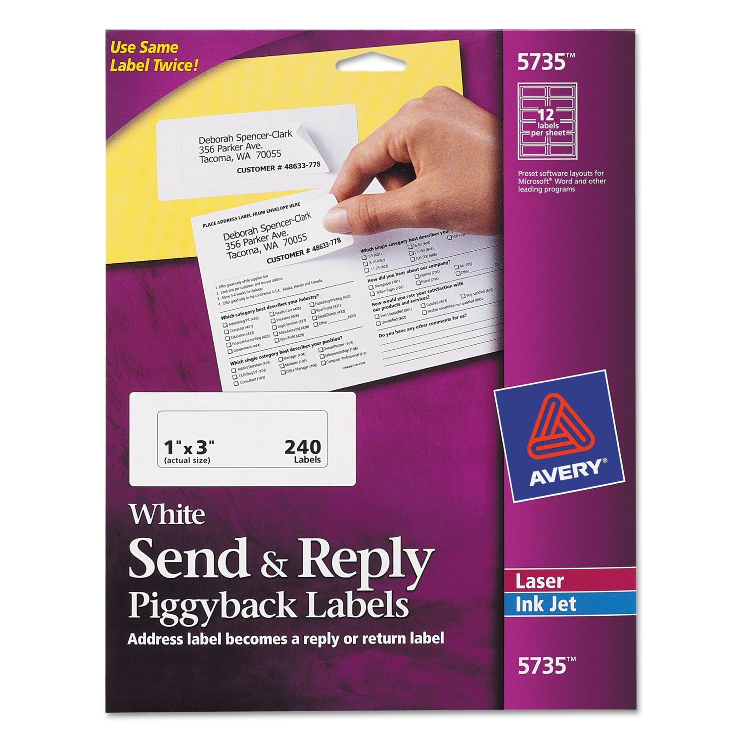 Send And Reply Piggyback Labels | 240/pack