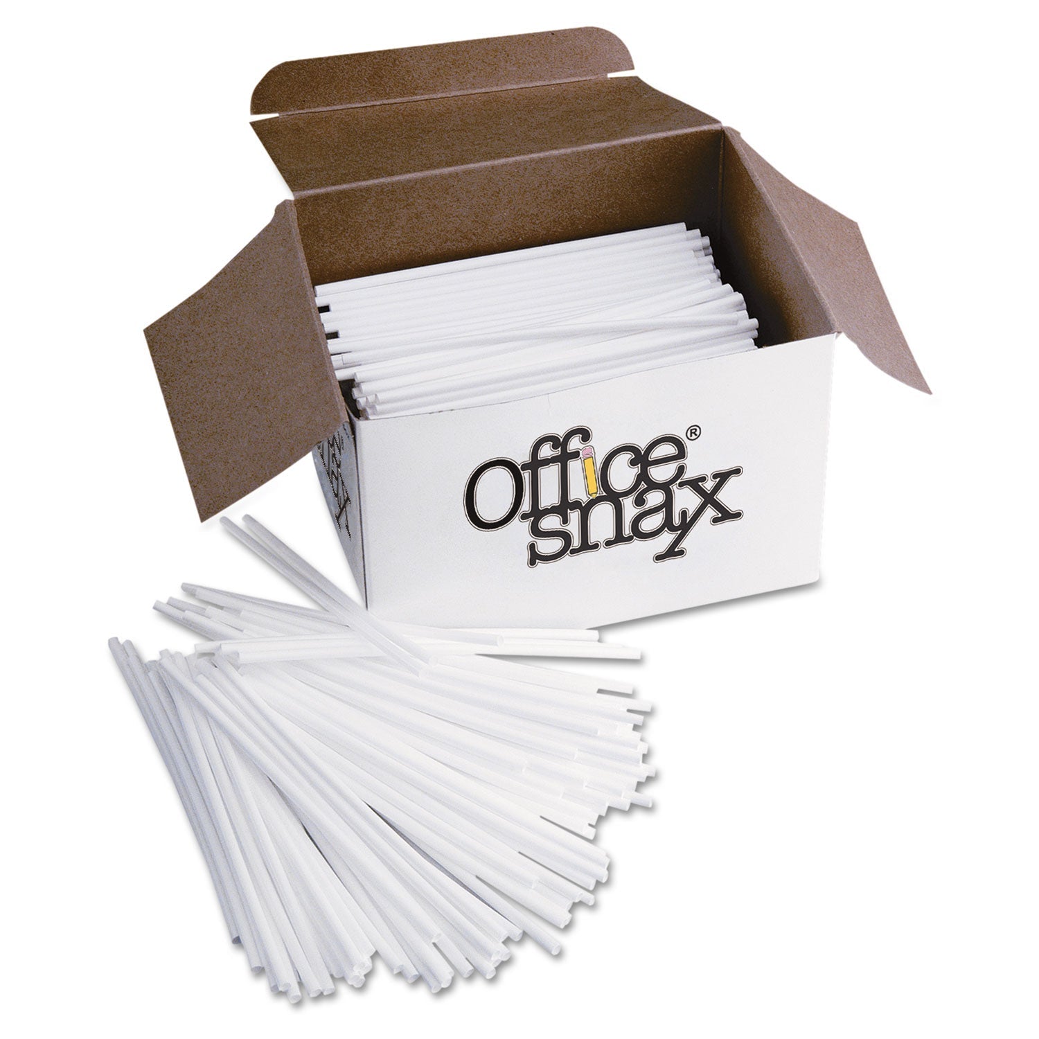 Office Snax® Plastic Stir Sticks, 5", White, 1,000/box