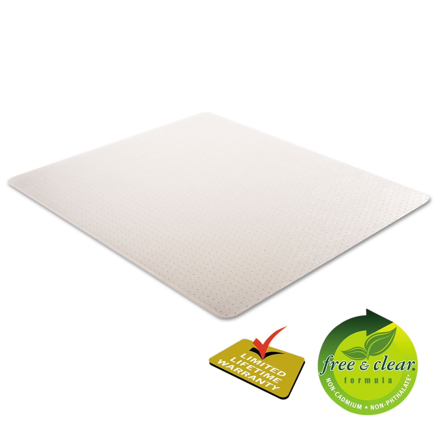 deflecto® Duramat Moderate Use Chair Mat, Low Pile Carpet, Flat, 46 X 60, Rectangle, Clear