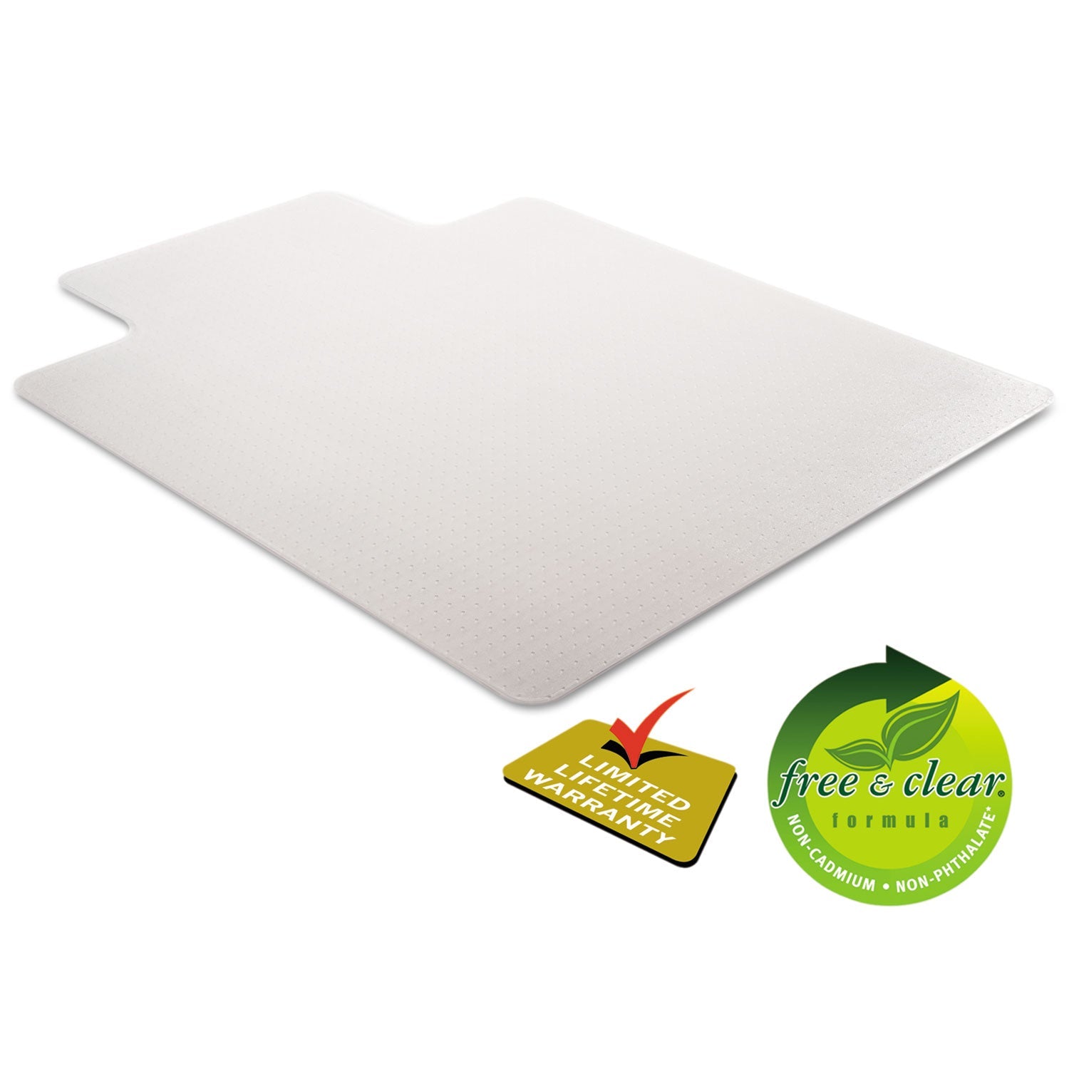 deflecto® Duramat Moderate Use Chair Mat For Low Pile Carpet, 45 X 53, Wide Lipped, Clear
