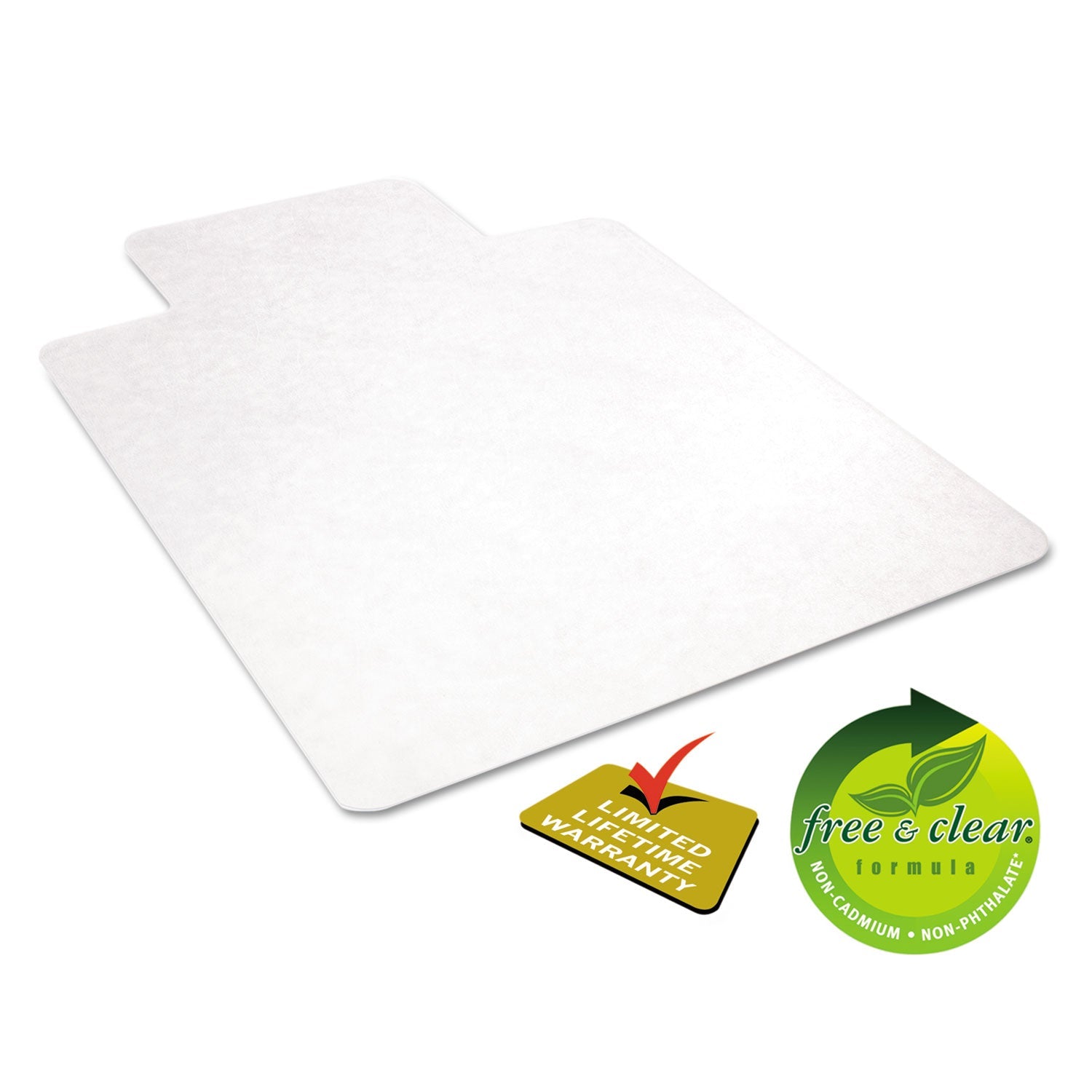 deflecto® EconoMat All Day Use Chair Mat for Hard Floors, Flat Packed, 45 x 53, Wide Lipped, Clear