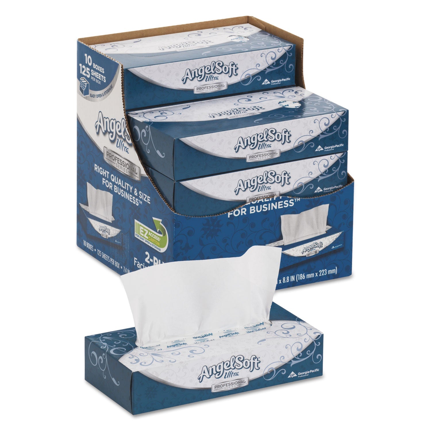 Angel Soft® Ps Ultra Facial Tissue, 2-Ply, White, 125 Sheets/box, 10 Boxes/carton
