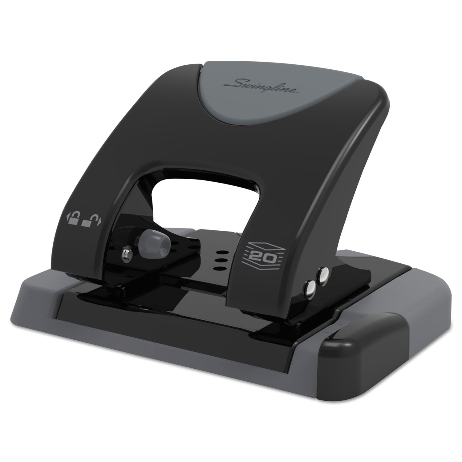Swingline® 20-Sheet Smarttouch Two-Hole Punch, 9/32" Holes, Black/gray - Bloom Skins