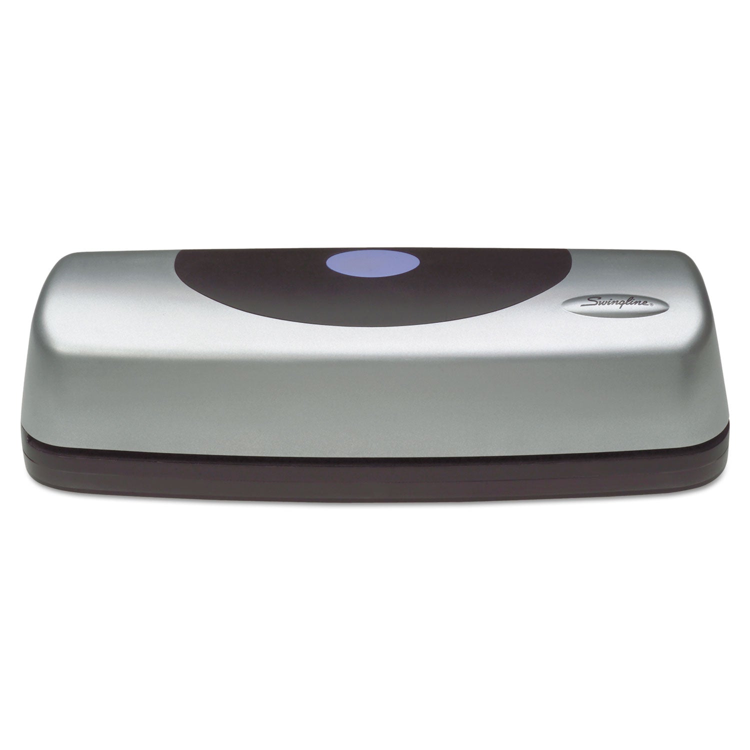 Swingline® 15-Sheet Electric/battery Portable Desktop Punch, Three-Holes, 9/32" Holes, Silver/black