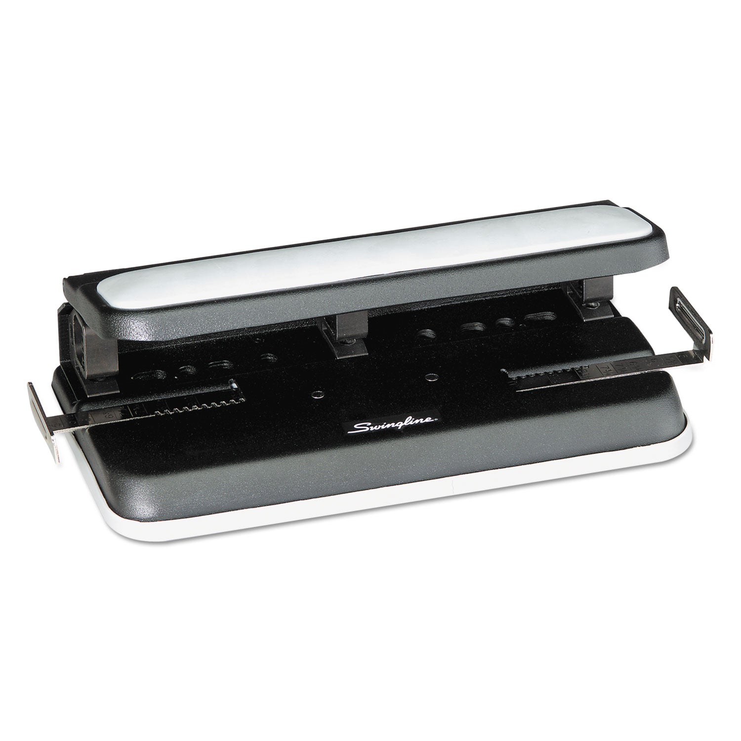 Swingline® 32-Sheet Easy Touch Two- To Three-Hole Punch With Cintamatic Centering, 9/32" Holes, Black/gray