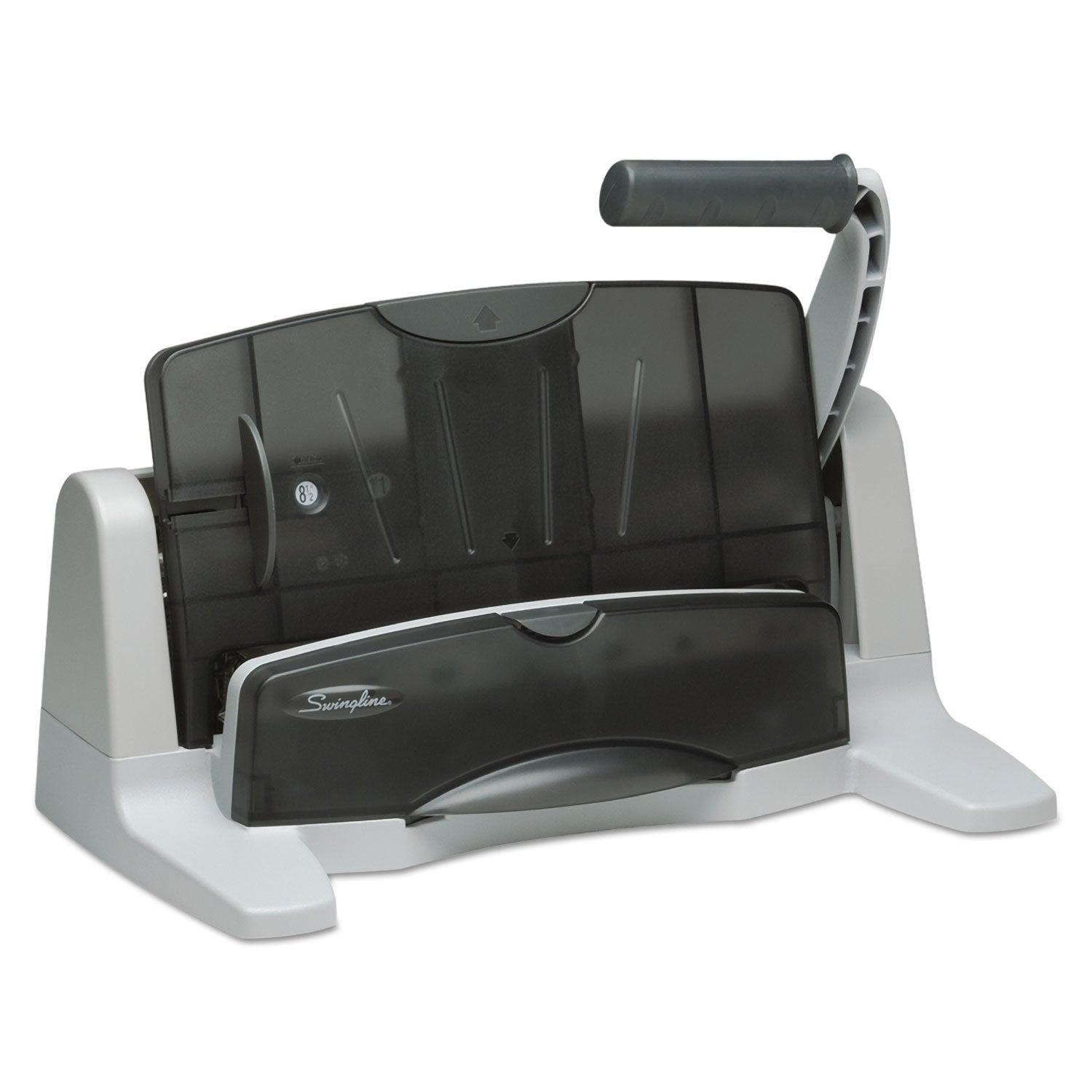 Swingline® 40-Sheet Lighttouch Heavy-Duty Two- To Seven-Hole Punch, 9/32" Holes, Black/gray