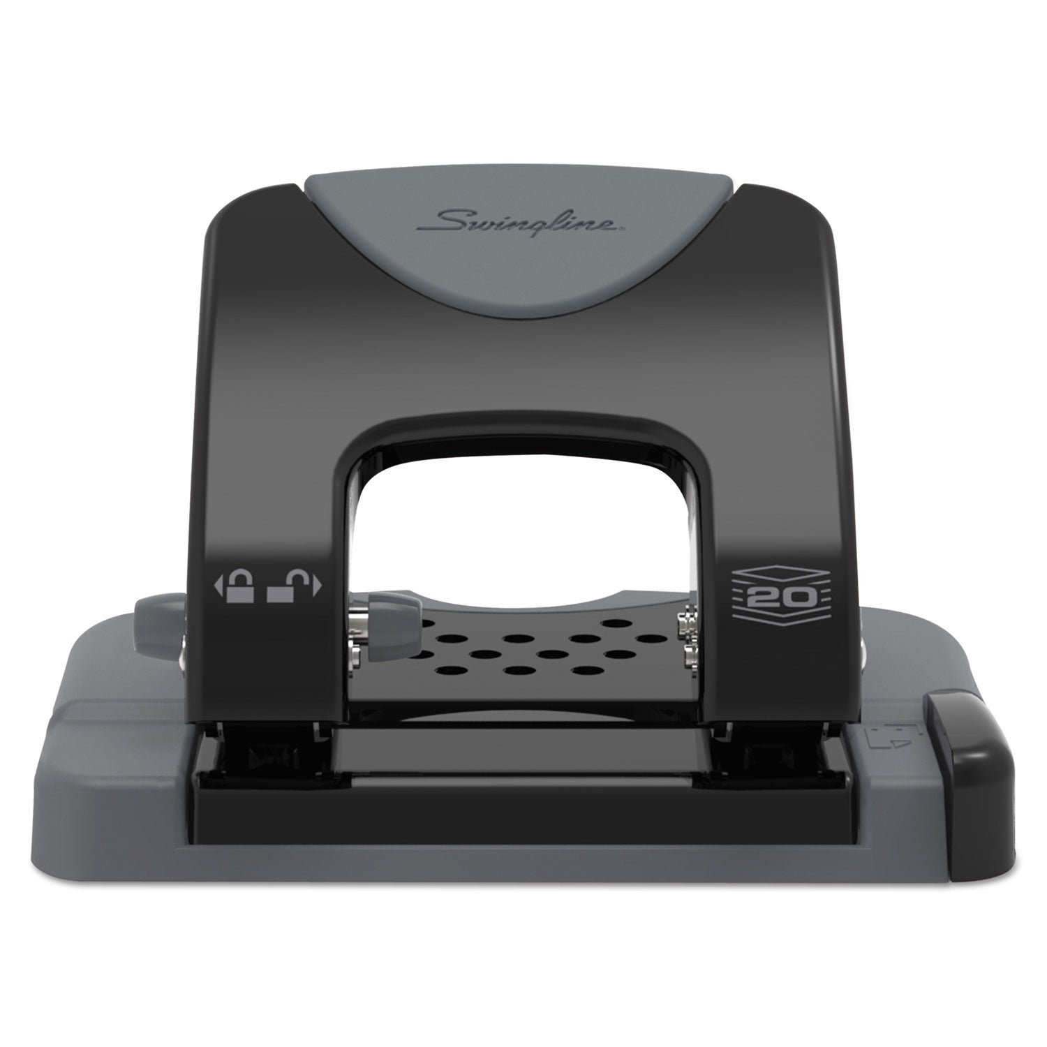 Swingline® 20-Sheet Smarttouch Two-Hole Punch, 9/32" Holes, Black/gray - Bloom Skins