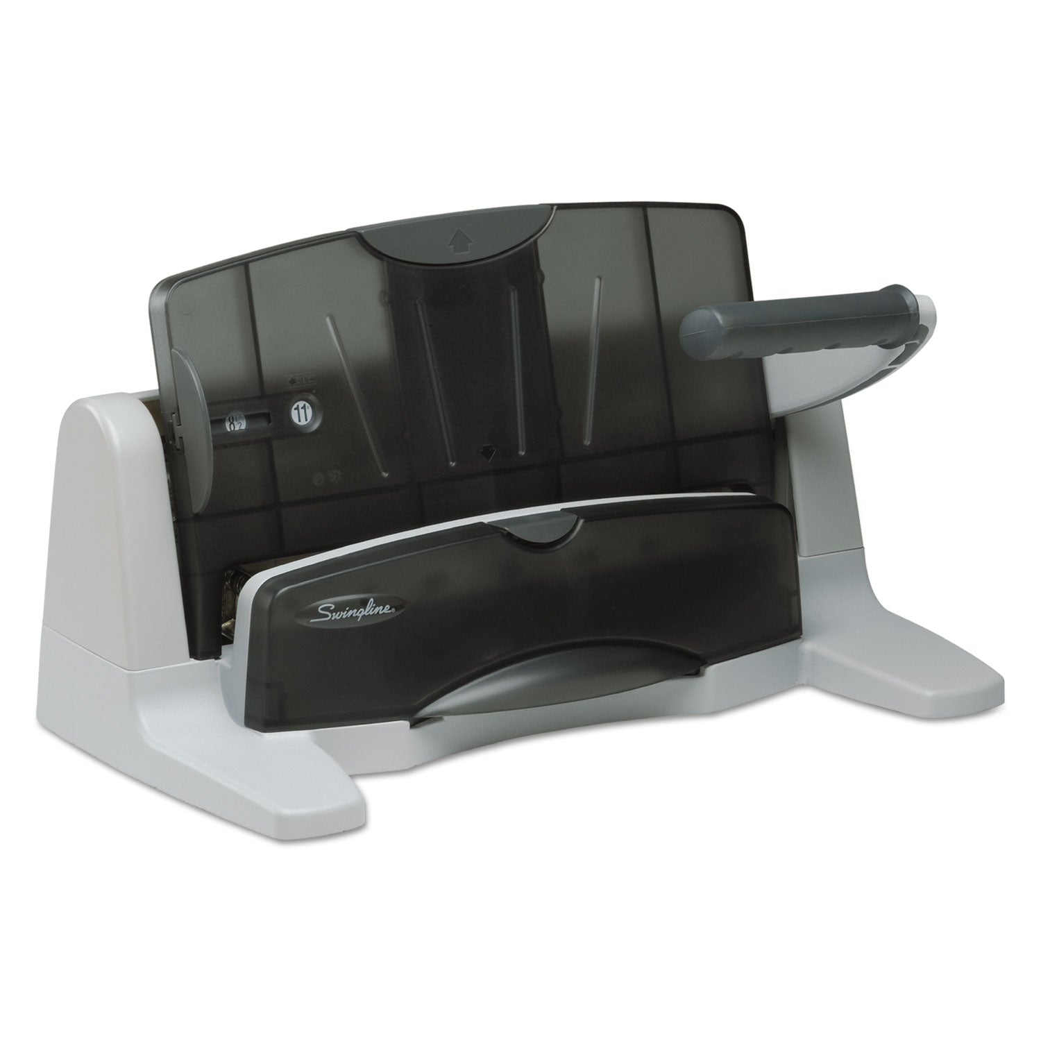 Swingline® 40-Sheet Lighttouch Heavy-Duty Two- To Seven-Hole Punch, 9/32" Holes, Black/gray