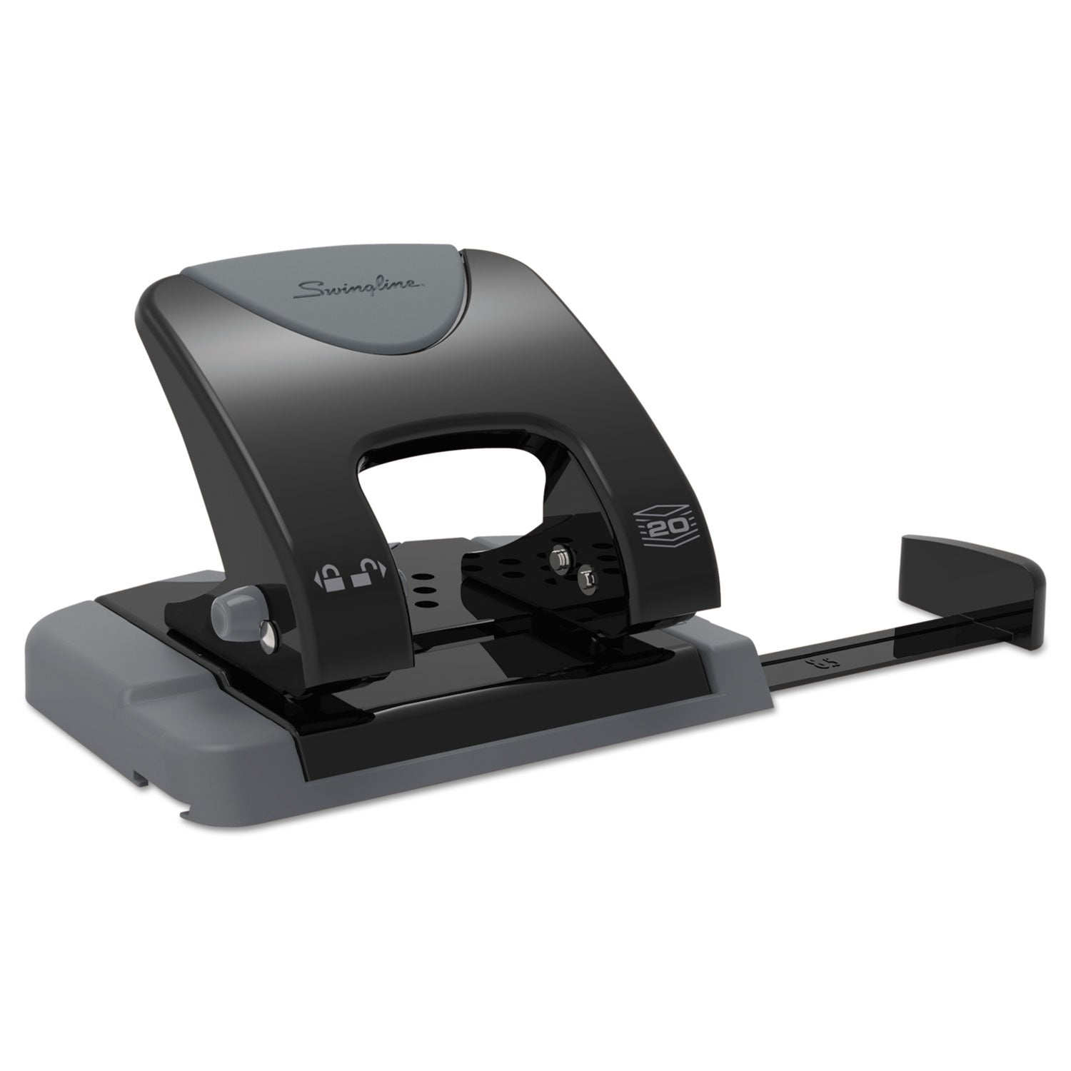 Swingline® 20-Sheet Smarttouch Two-Hole Punch, 9/32" Holes, Black/gray - Bloom Skins