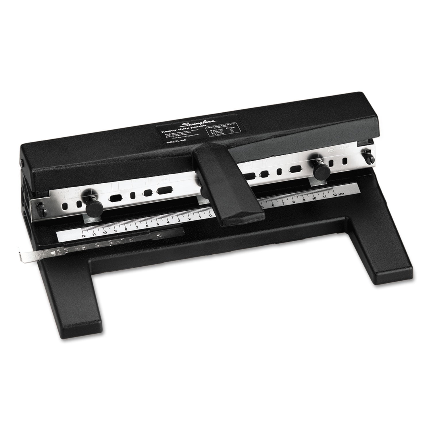 Swingline® 40-Sheet Heavy-Duty Two- To Seven-Hole Adjustable Heavy-Duty Paper Punch, 9/32" Holes, Black