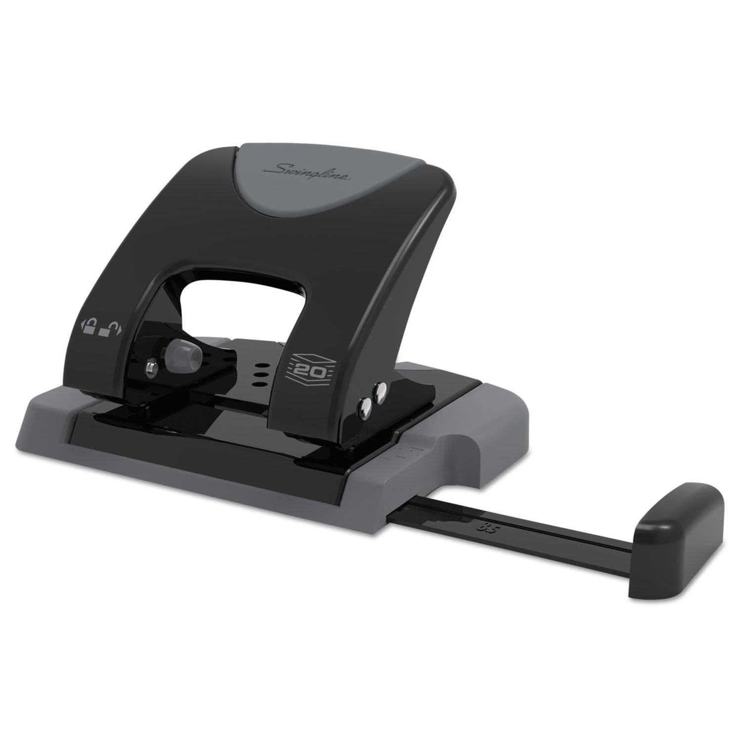 Swingline® 20-Sheet Smarttouch Two-Hole Punch, 9/32" Holes, Black/gray - Bloom Skins