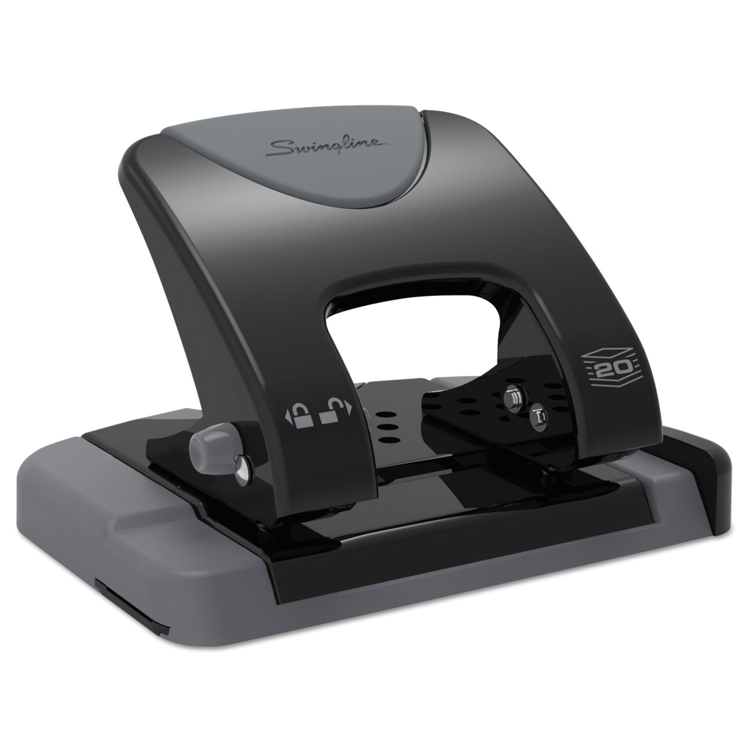 Swingline® 20-Sheet Smarttouch Two-Hole Punch, 9/32" Holes, Black/gray - Bloom Skins