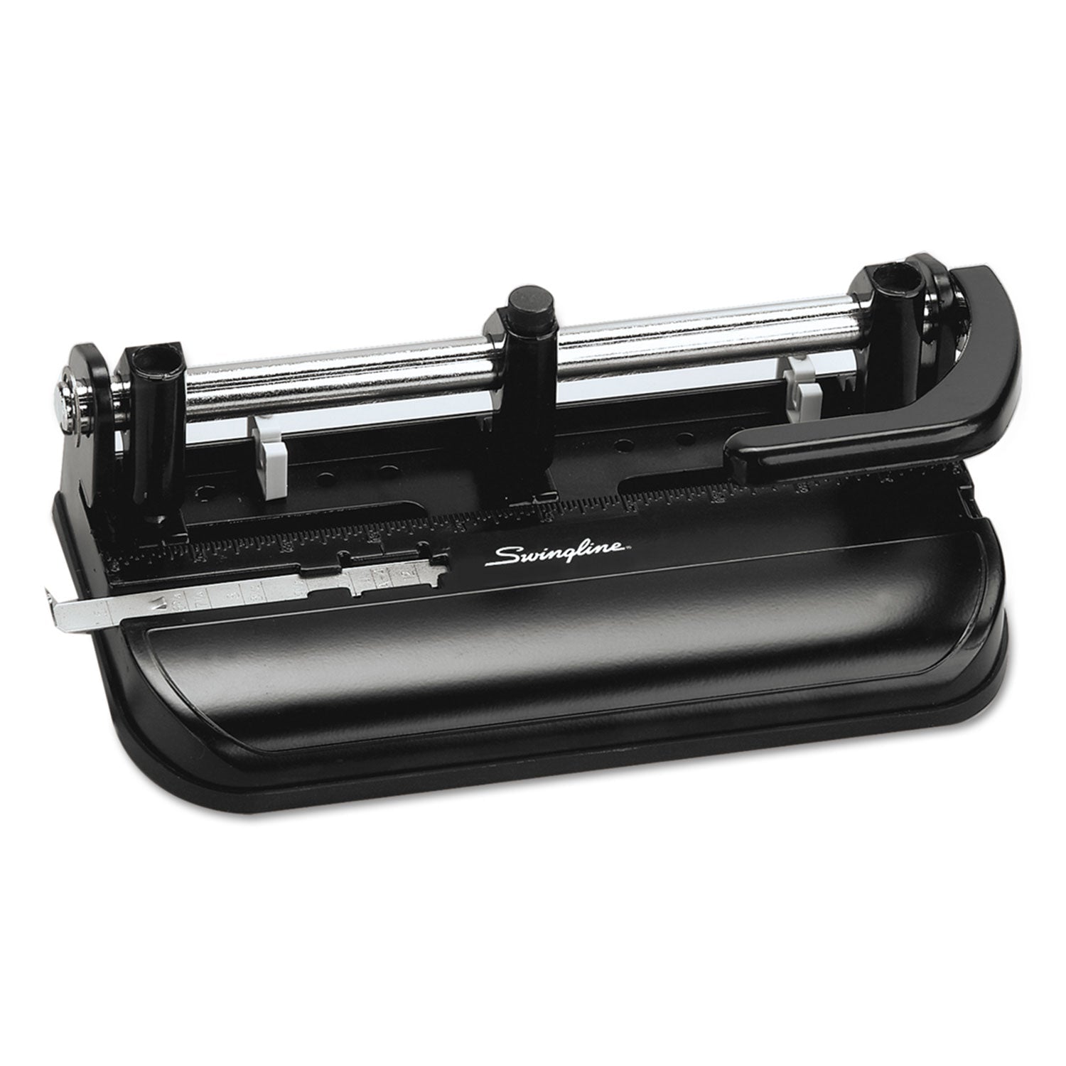 Swingline® 32-Sheet Lever Handle Heavy-Duty Two- To Seven-Hole Punch, 9/32" Holes, Black
