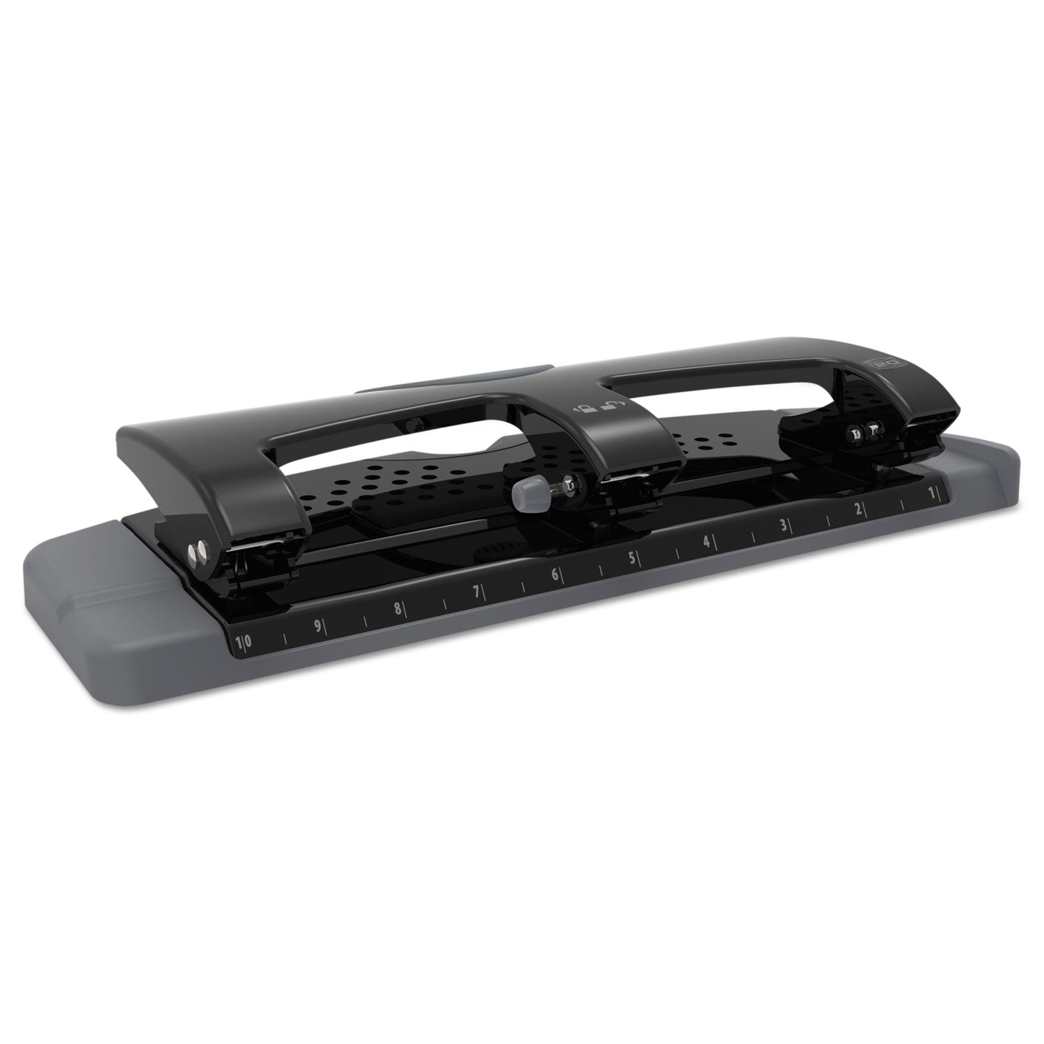 Swingline® 20-Sheet Smarttouch Three-Hole Punch, 9/32" Holes, Black/gray