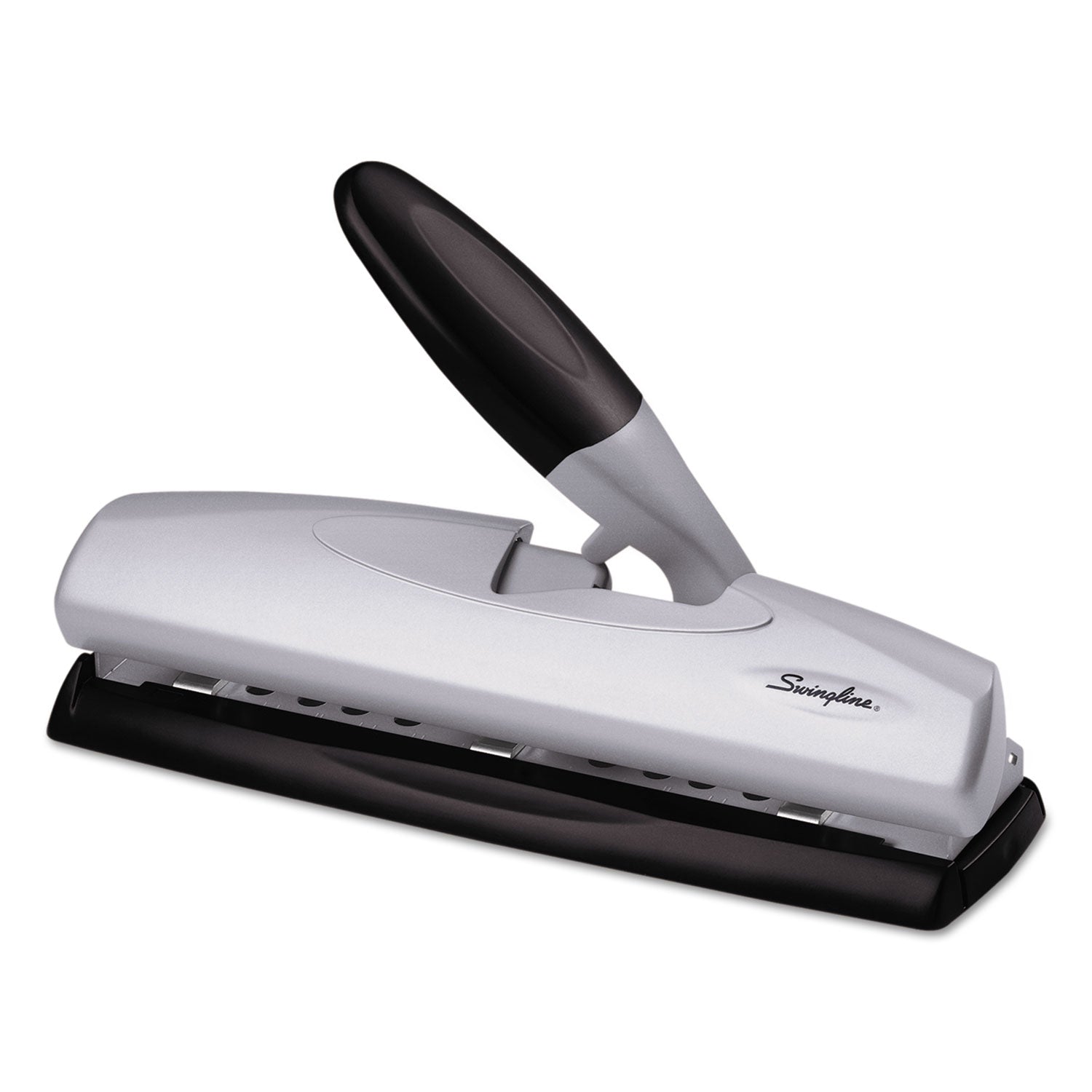 Swingline® 20-Sheet Lighttouch Desktop Two- To Seven-Hole Punch, 9/32" Holes, Silver/black