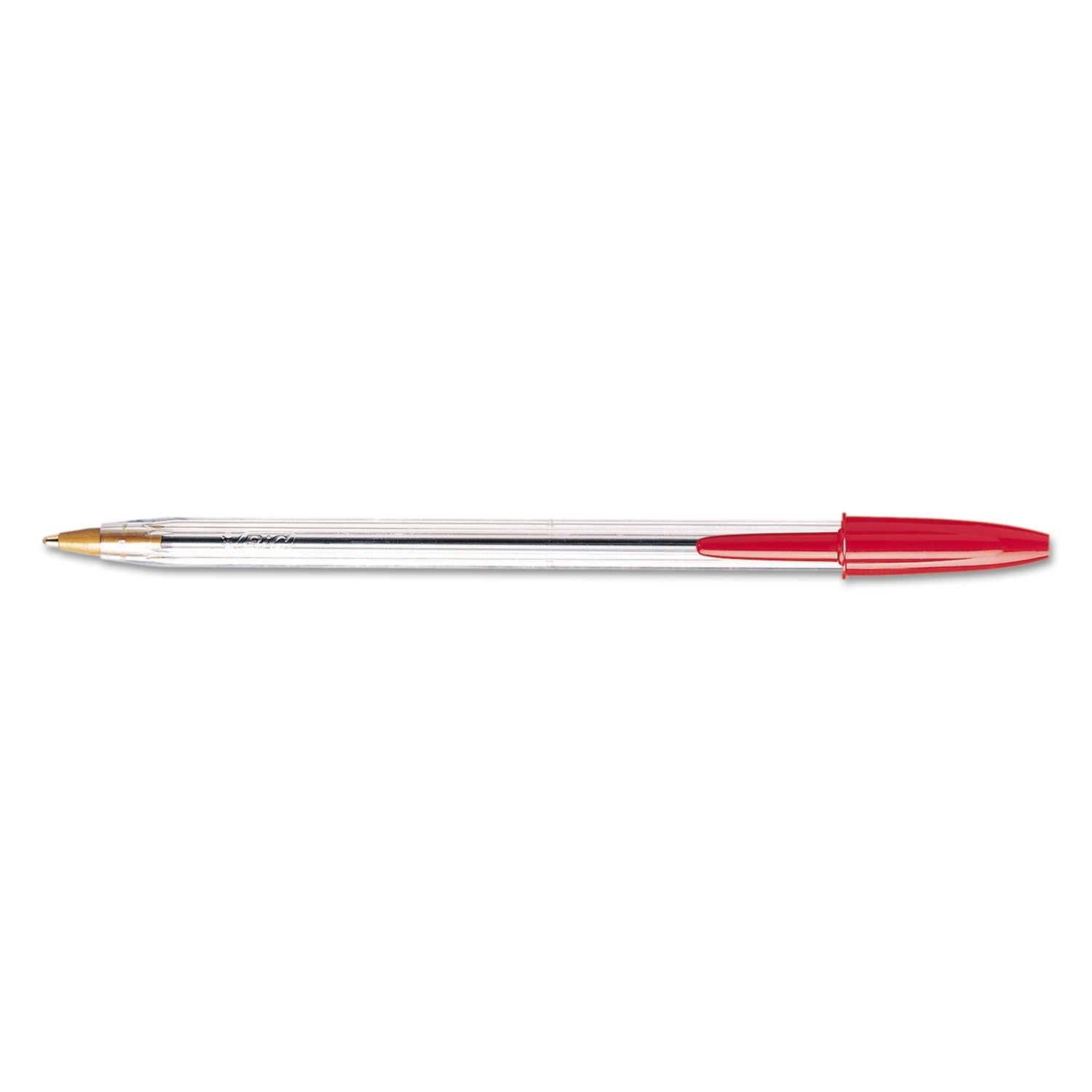 BIC® Cristal Xtra Smooth Ballpoint Pen, Stick, Medium 1 Mm, Red Ink, Clear Barrel, Dozen